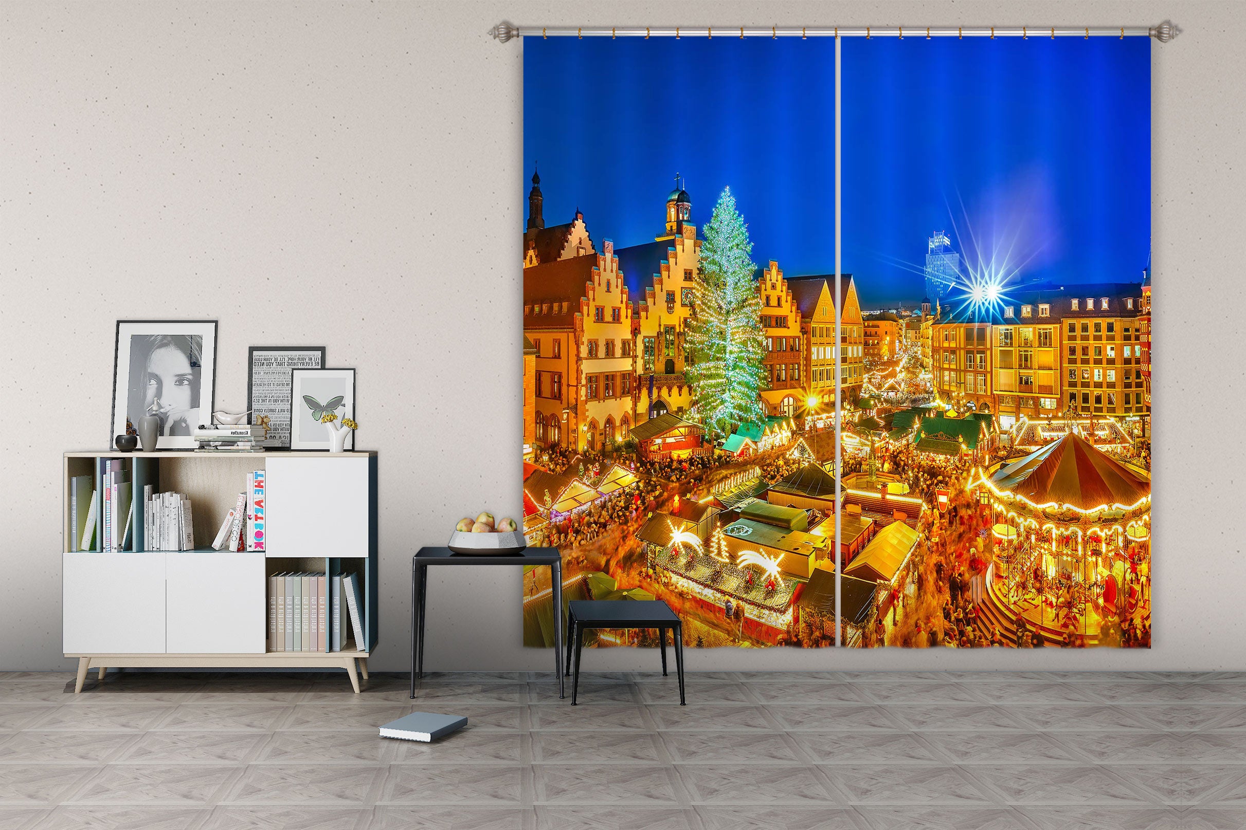 3D Golden House 53085 Christmas Curtains Drapes Xmas