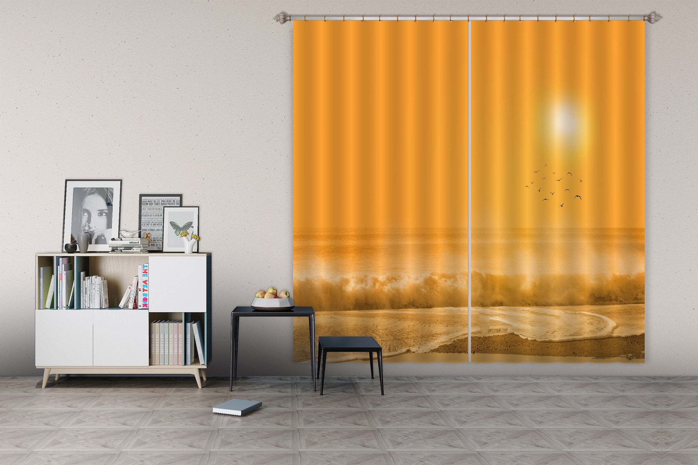3D Beach Sunset 163 Marco Carmassi Curtain Curtains Drapes Wallpaper AJ Wallpaper 