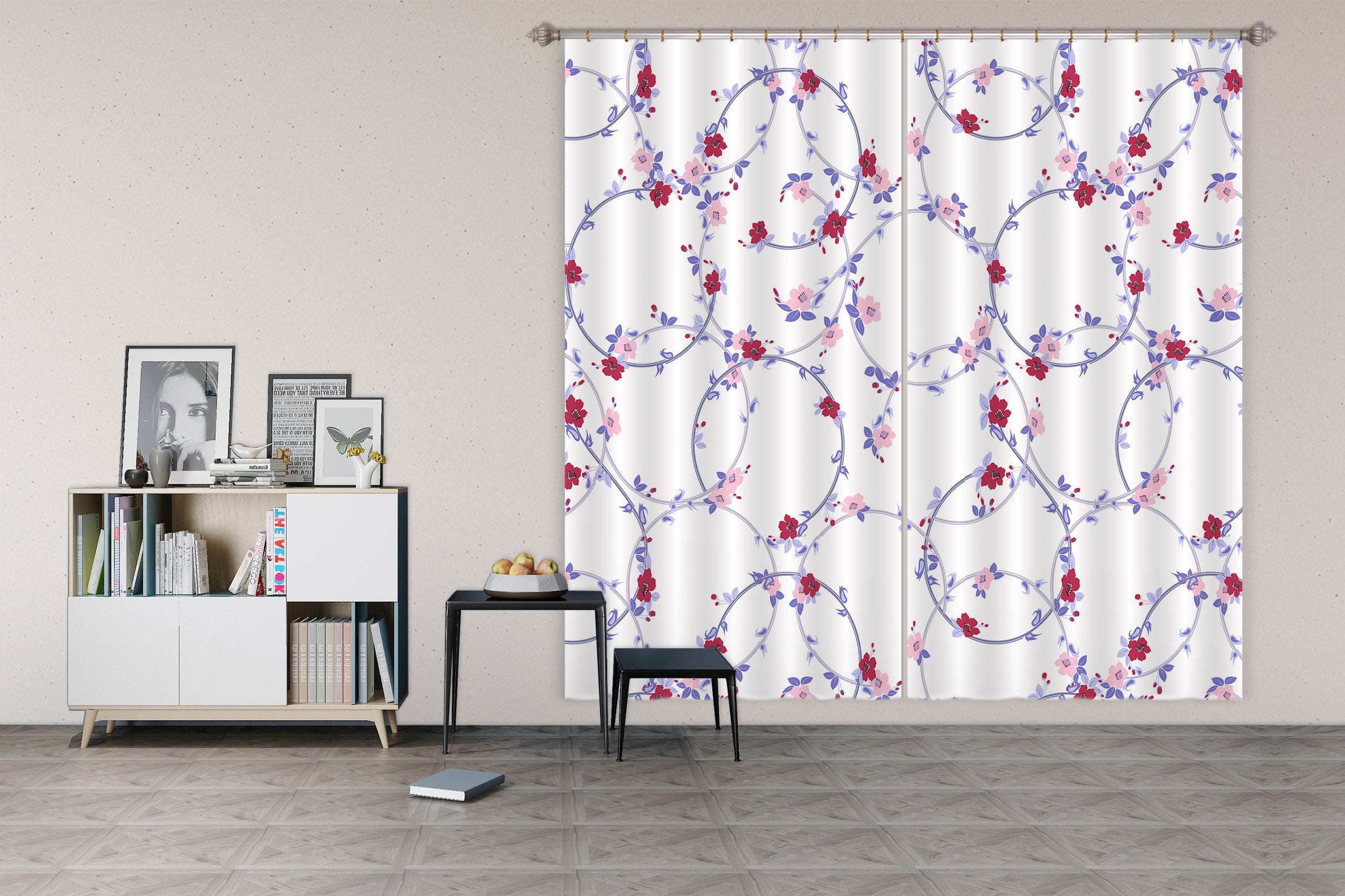 3D Flower Wreath Pattern 11131 Kashmira Jayaprakash Curtain Curtains Drapes