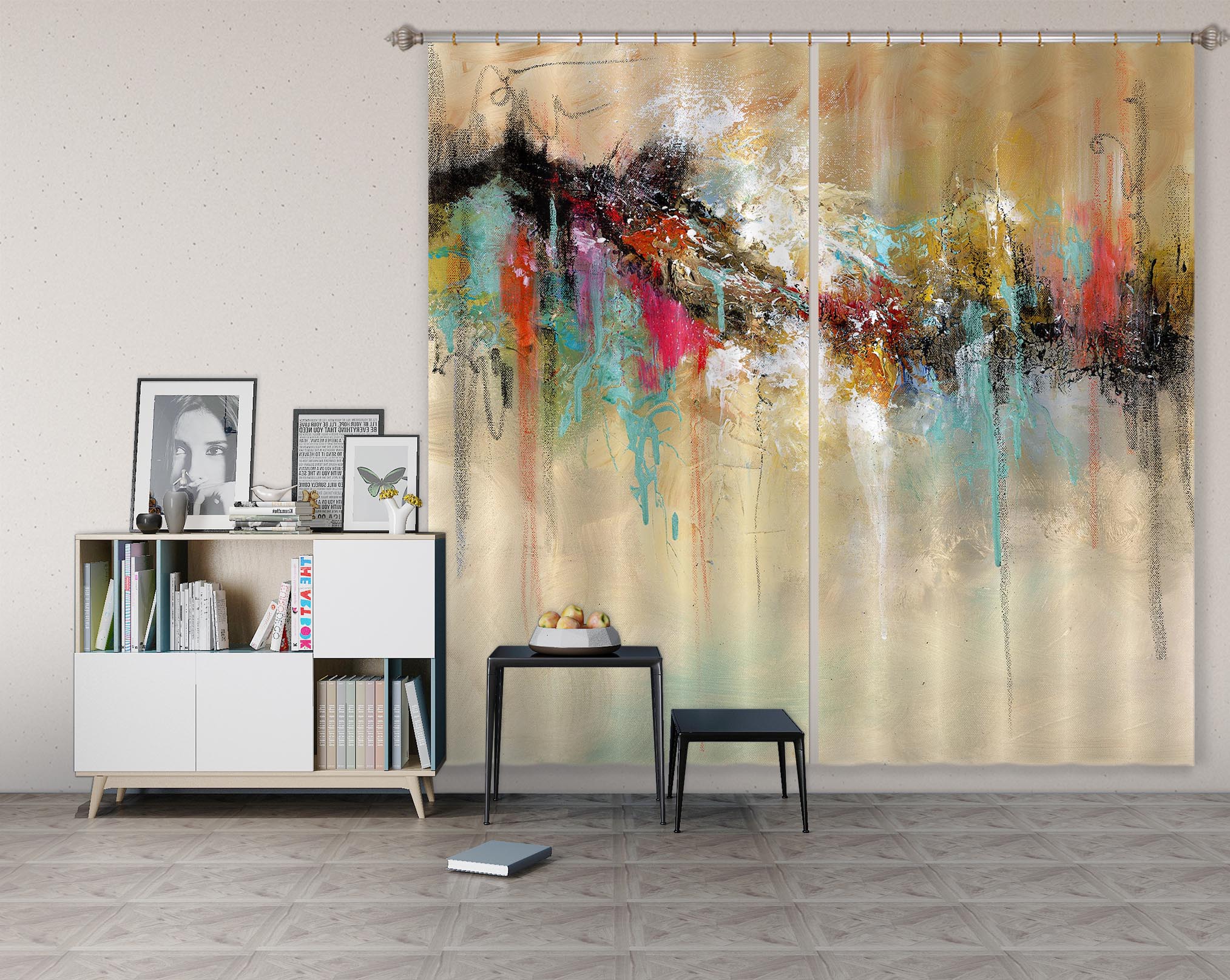 3D Graffiti Water Painting 004 Anne Farrall Doyle Curtain Curtains Drapes