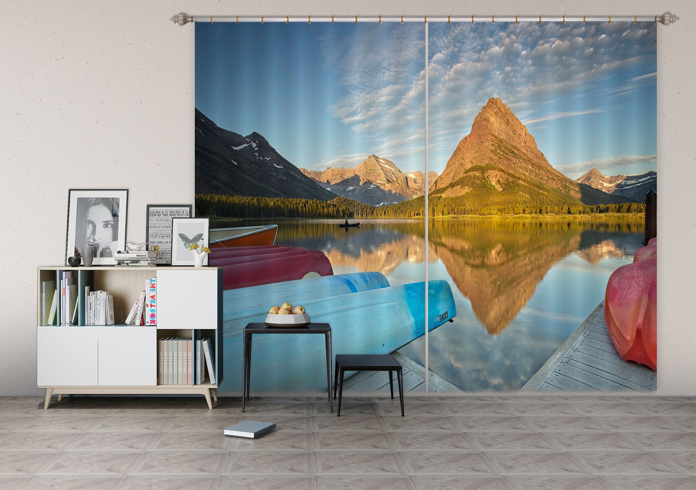 3D Alpine River 073 Kathy Barefield Curtain Curtains Drapes Wallpaper AJ Wallpaper 