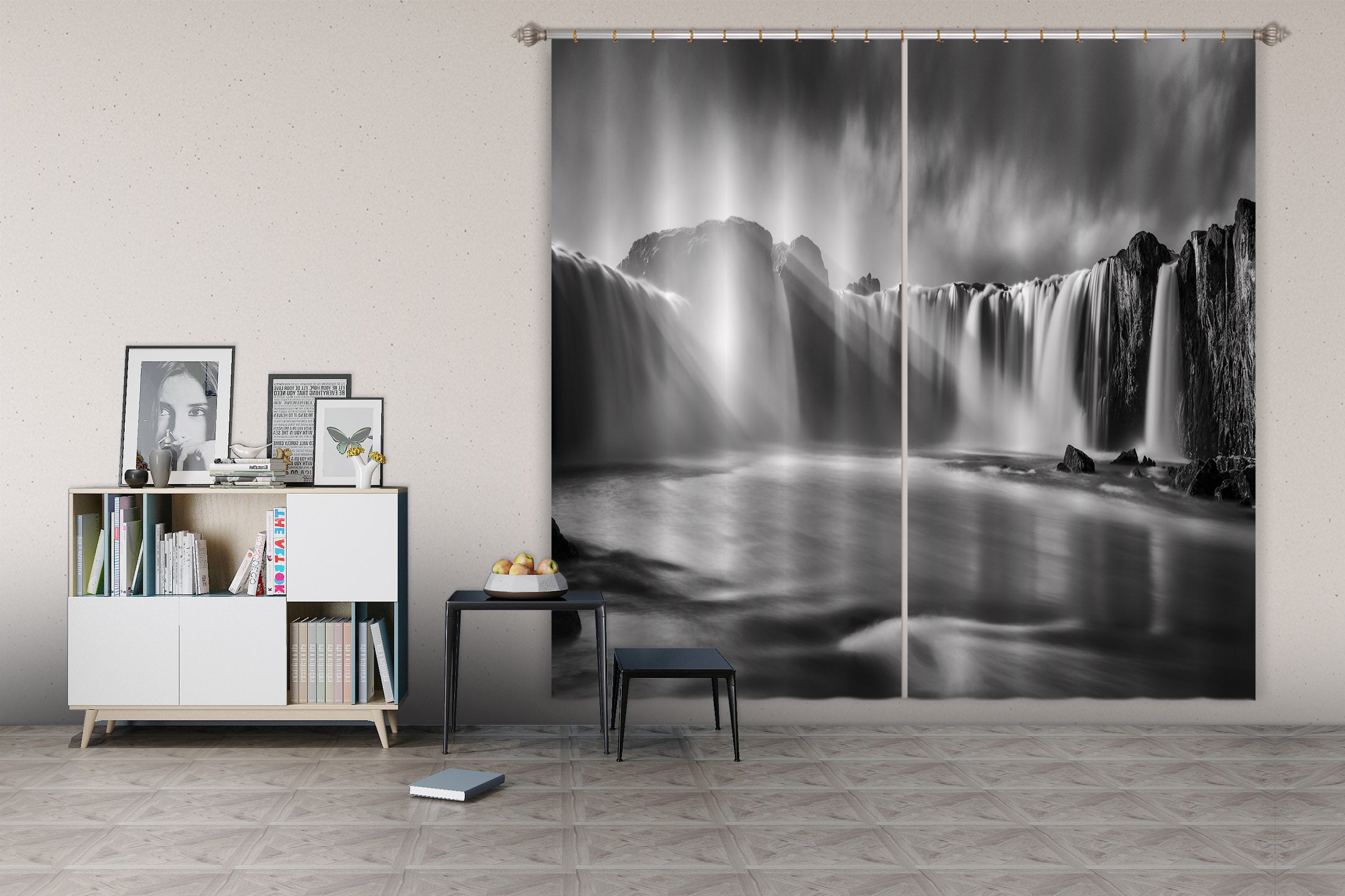 3D Grey Waterfall 131 Marco Carmassi Curtain Curtains Drapes