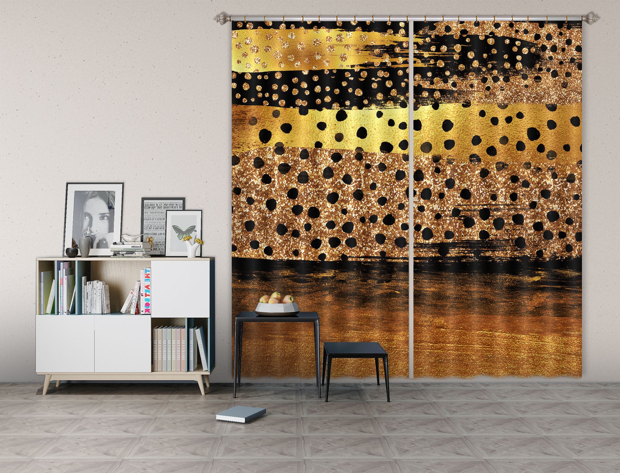 3D Gold Circle 196 Uta Naumann Curtain Curtains Drapes