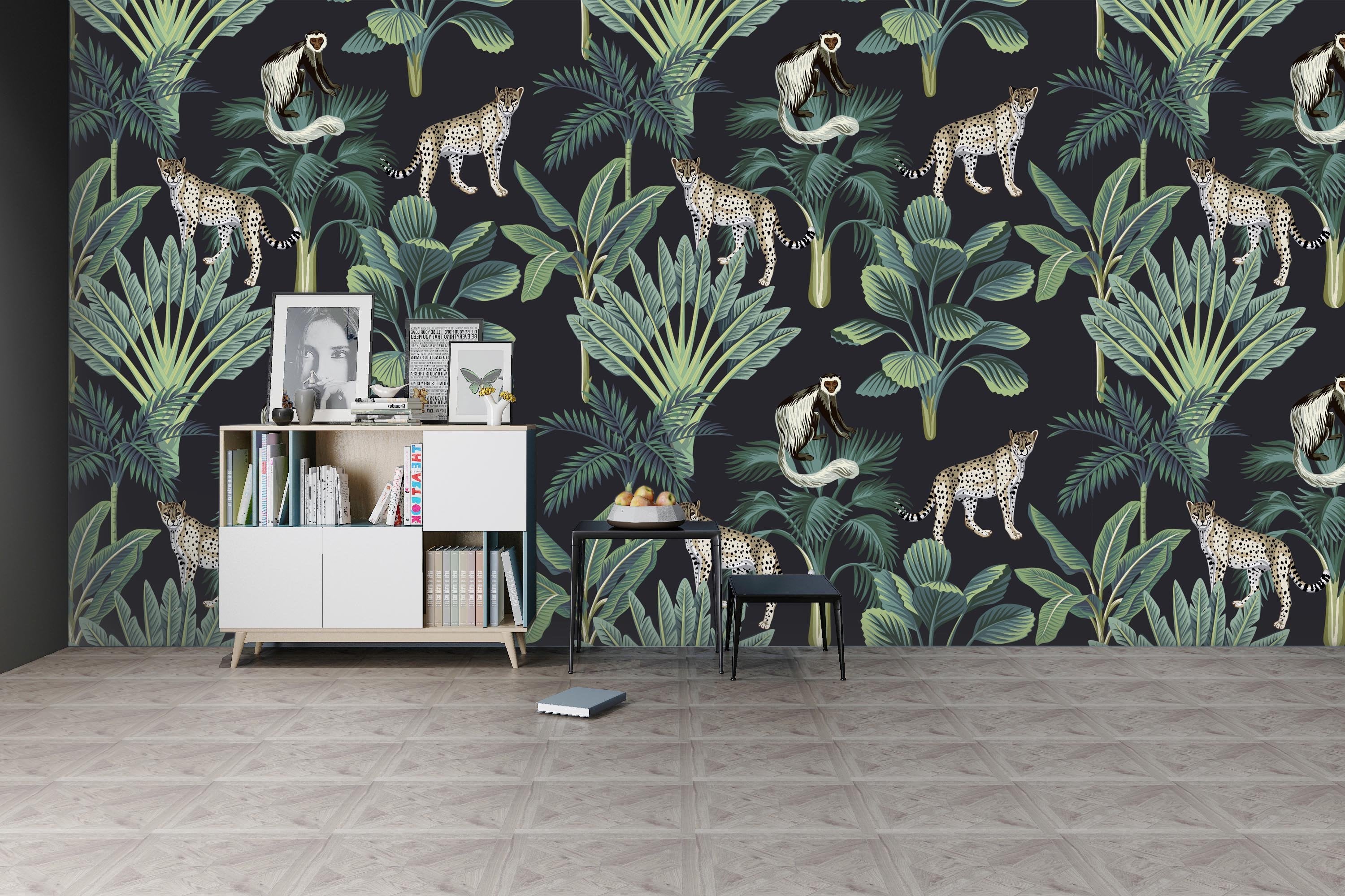 3D Leopard Dish Plant Wall 231 Wallpaper AJ Wallpaper 2 