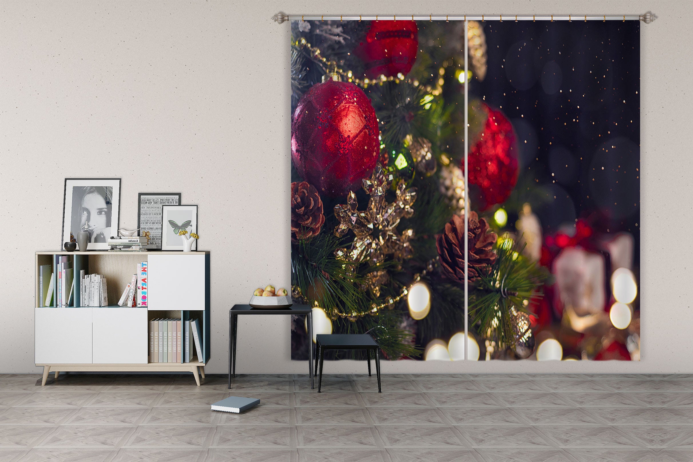 3D Red Ball Pendant 53141 Christmas Curtains Drapes Xmas