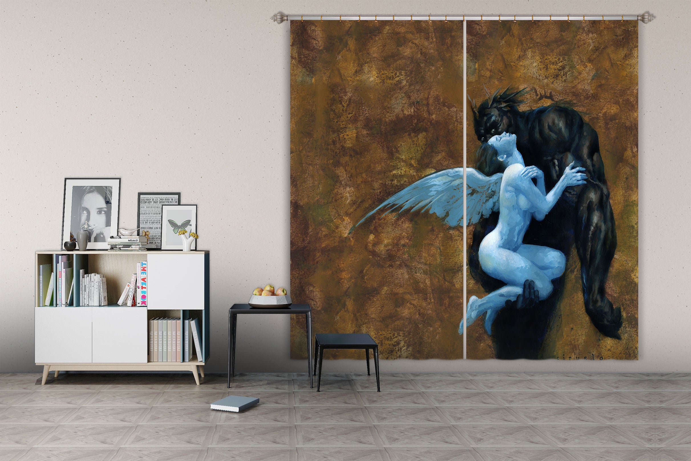 3D Winged Woman Monster 7191 Ciruelo Curtain Curtains Drapes