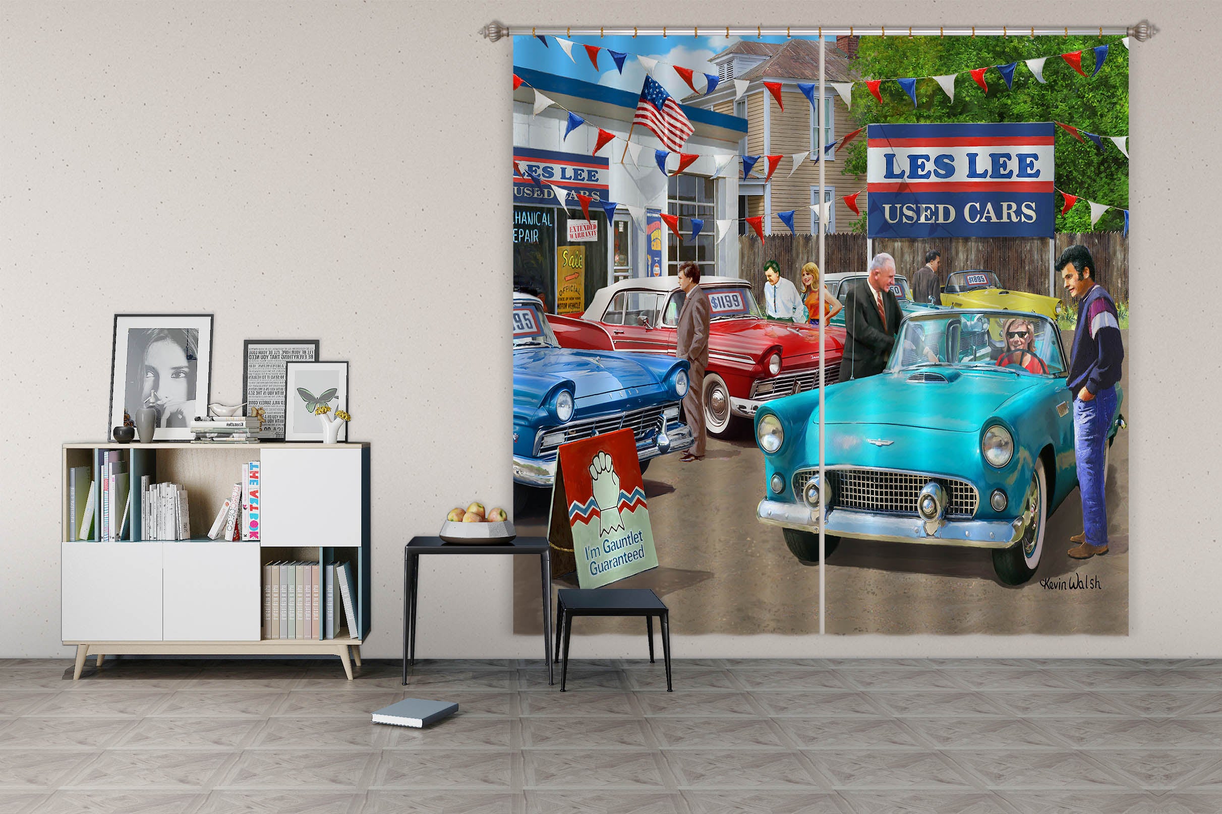3D Blue Used Cars 158 Kevin Walsh Curtain Curtains Drapes