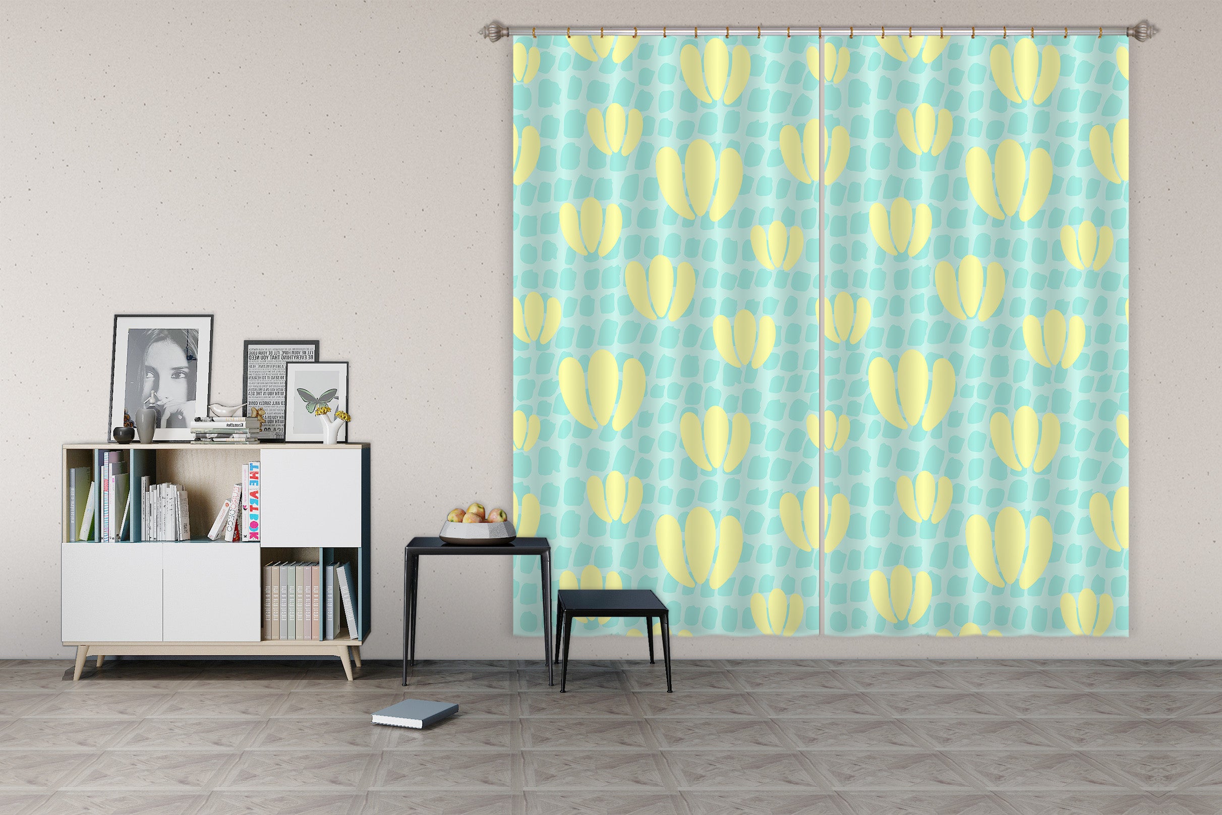 3D Yellow Petal Flower 11185 Kashmira Jayaprakash Curtain Curtains Drapes