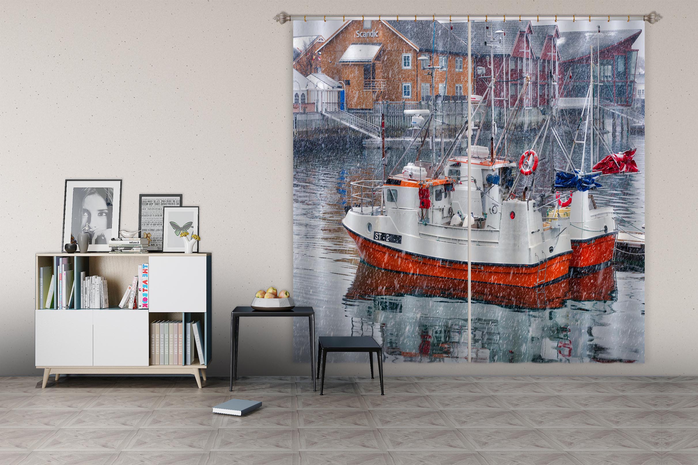 3D River Ship 045 Marco Carmassi Curtain Curtains Drapes