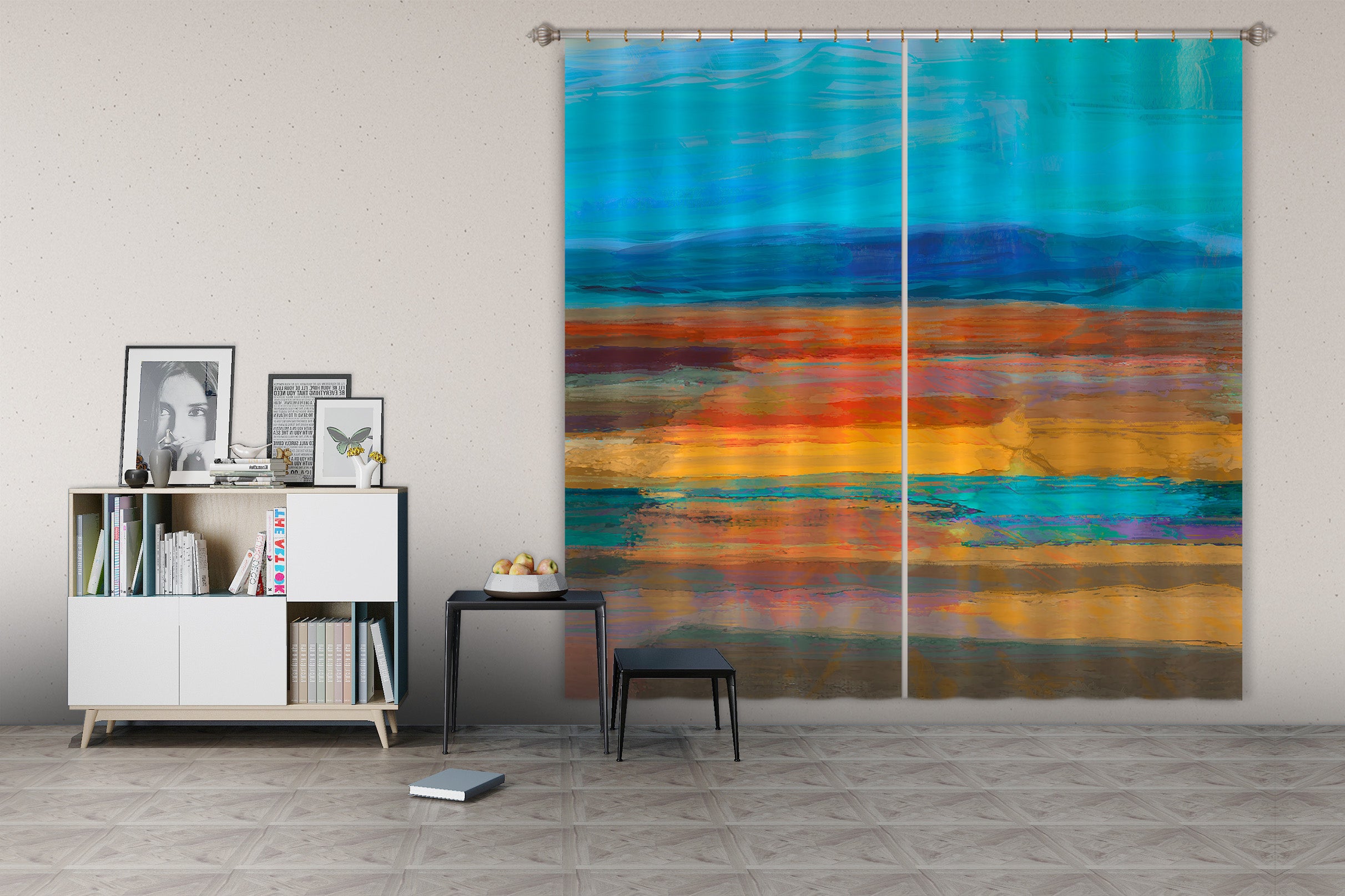 3D Color Sunset 241 Michael Tienhaara Curtain Curtains Drapes