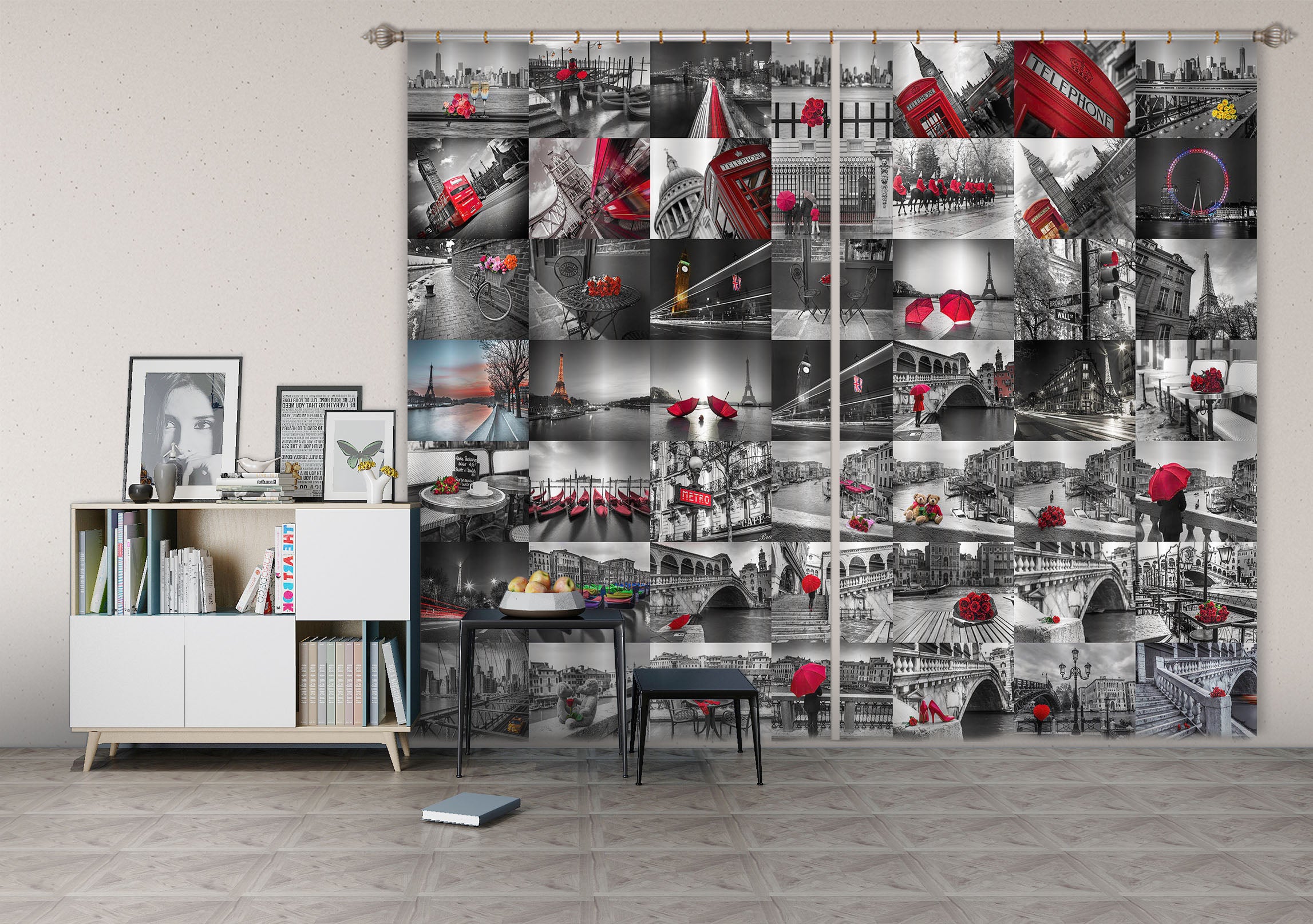 3D Modern Grey 201 Assaf Frank Curtain Curtains Drapes