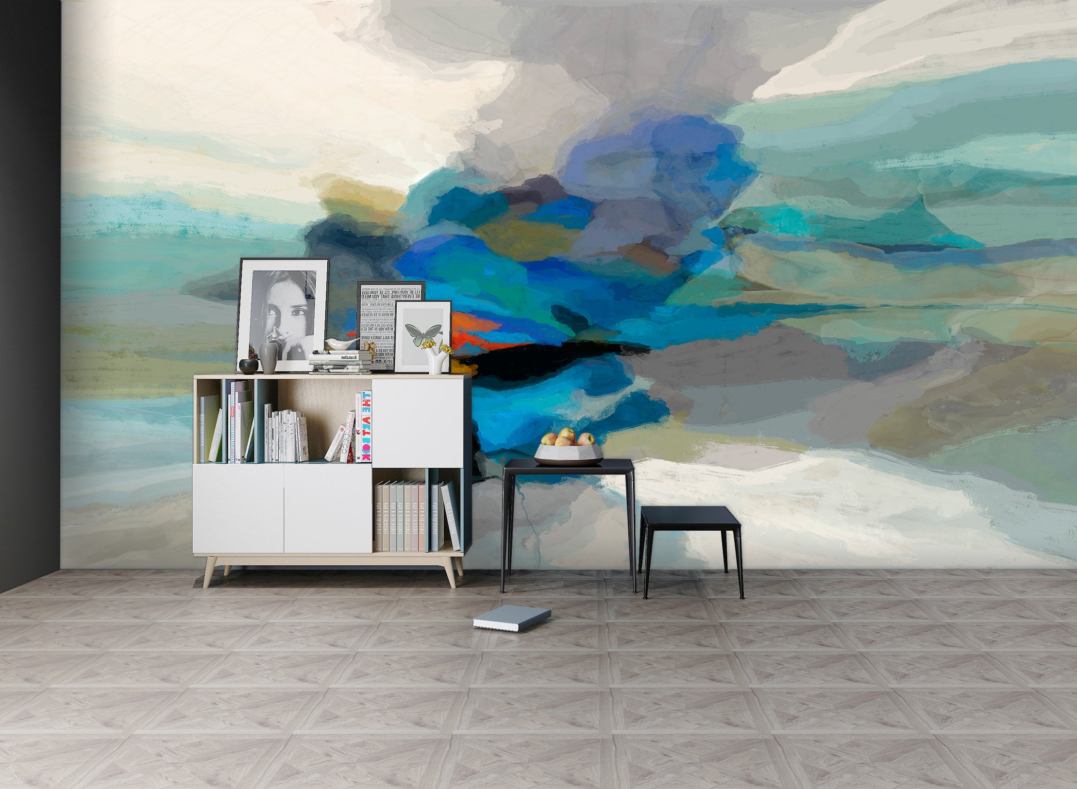 3D Blue Ink Pattern 1405 Michael Tienhaara Wall Mural Wall Murals