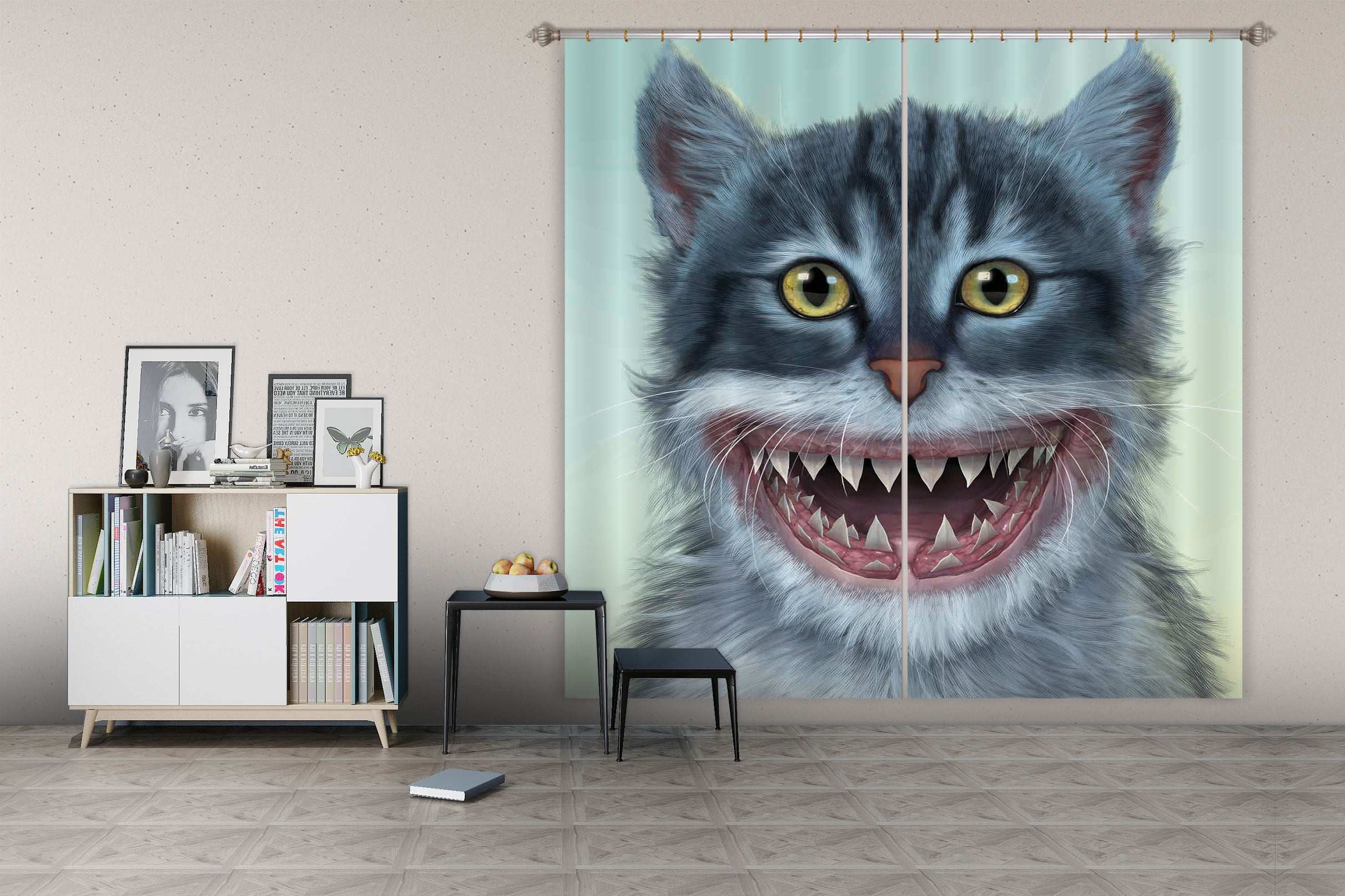 3D Sharkitten 071 Vincent Hie Curtain Curtains Drapes