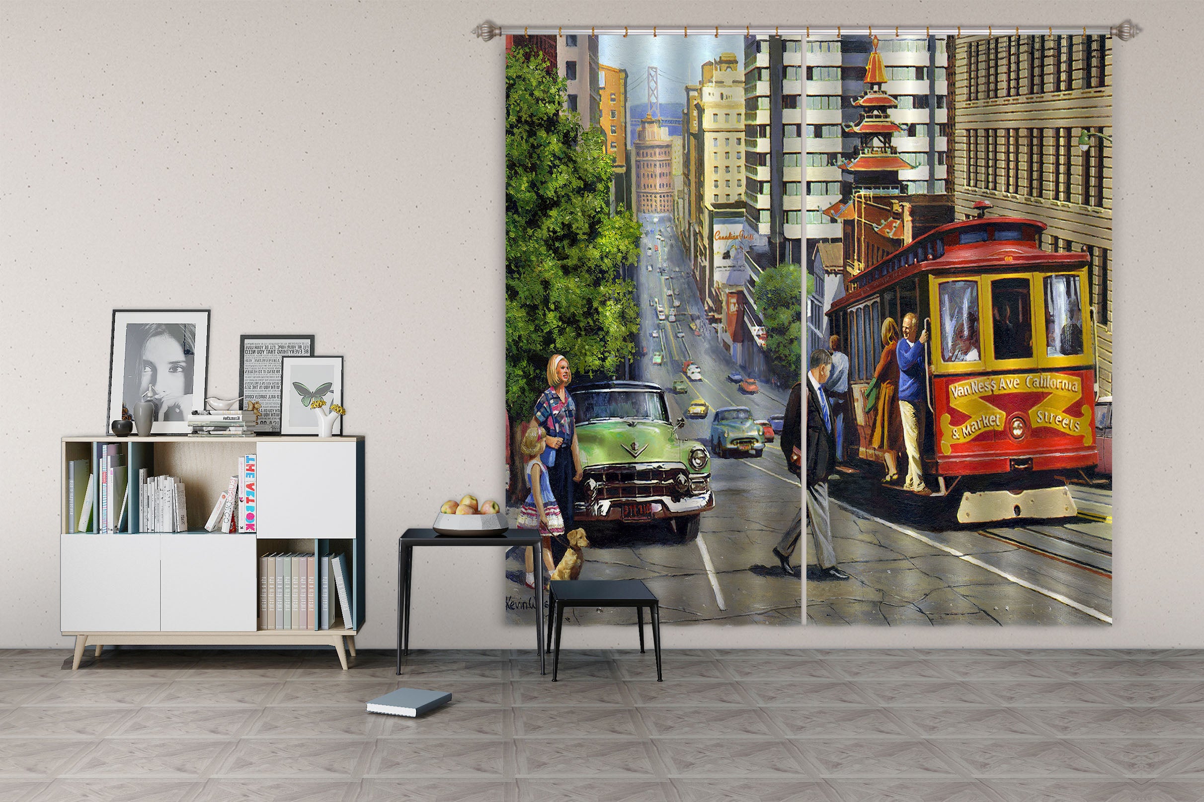 3D Road Car Vehicle 151 Kevin Walsh Curtain Curtains Drapes