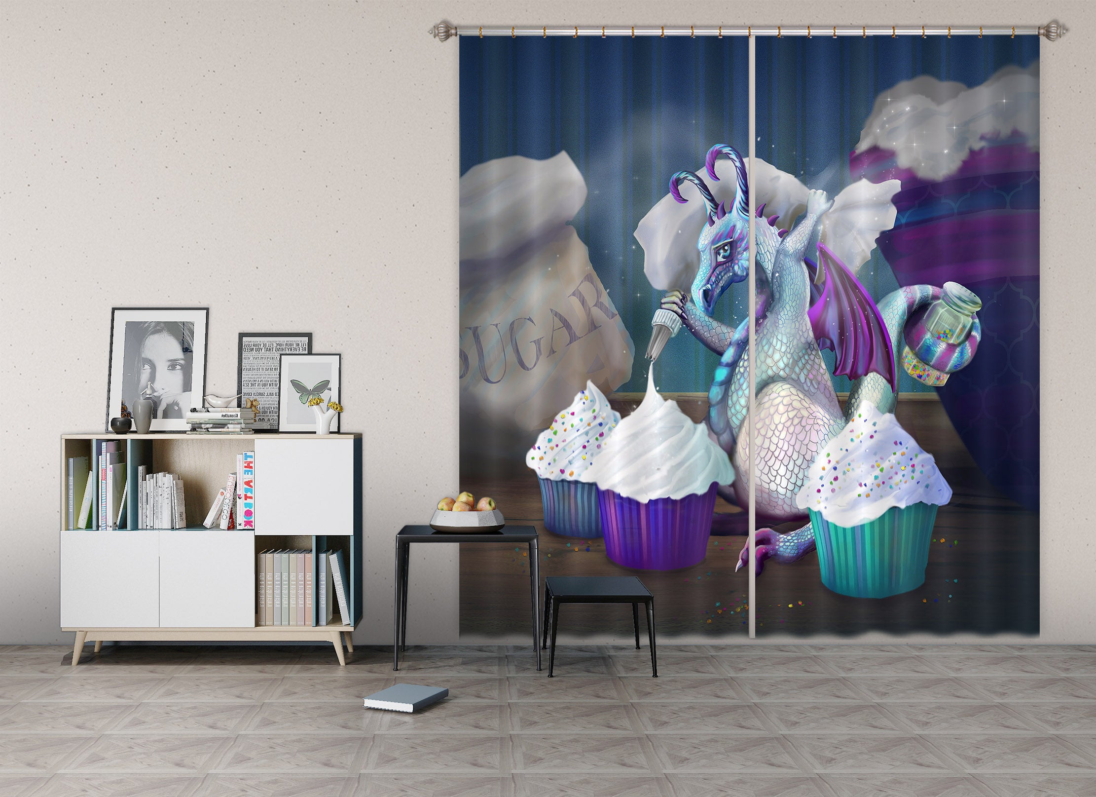 3D Cream Cake 101 Rose Catherine Khan Curtain Curtains Drapes