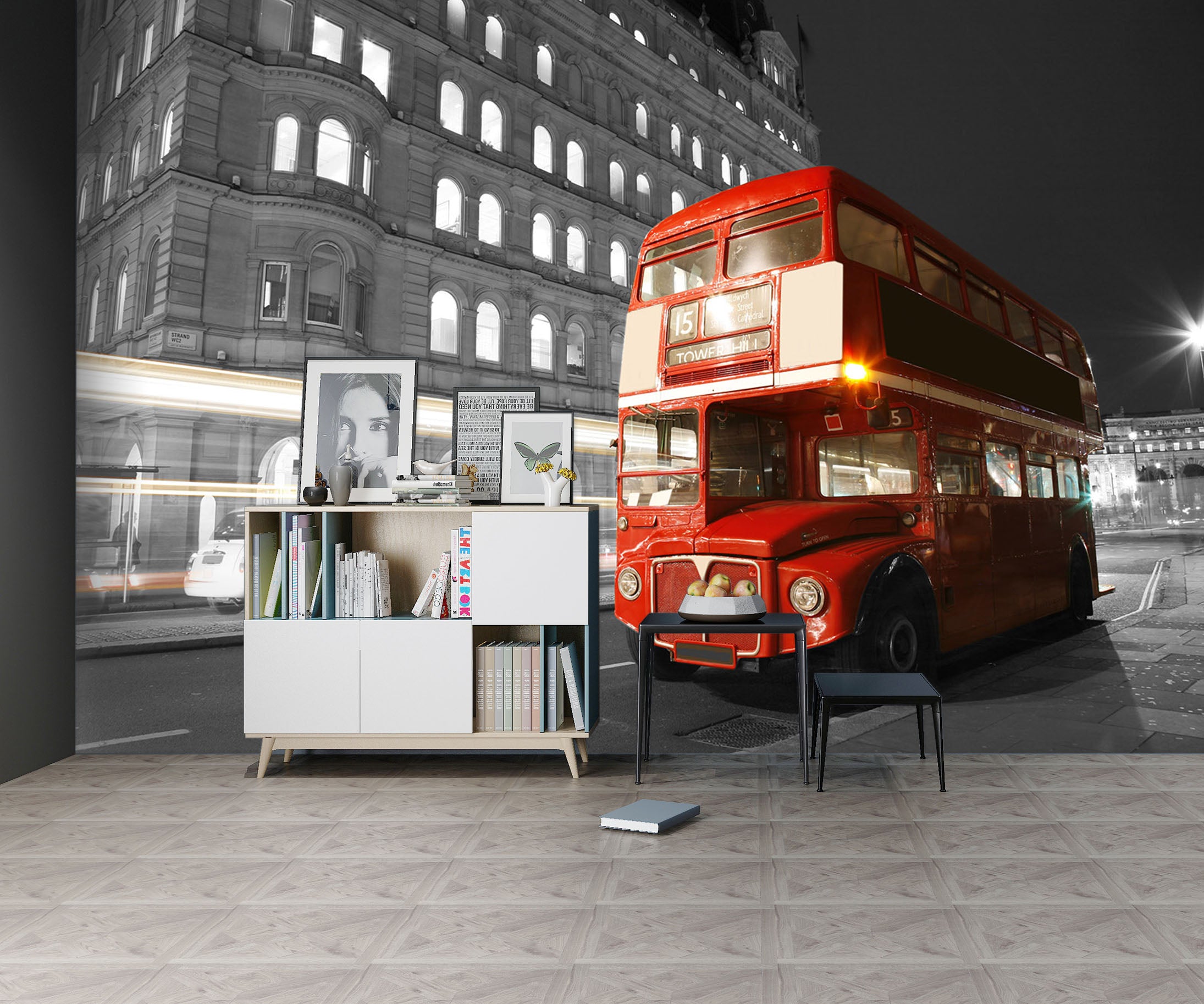 3D Double Decker Bus 244 Vehicle Wall Murals