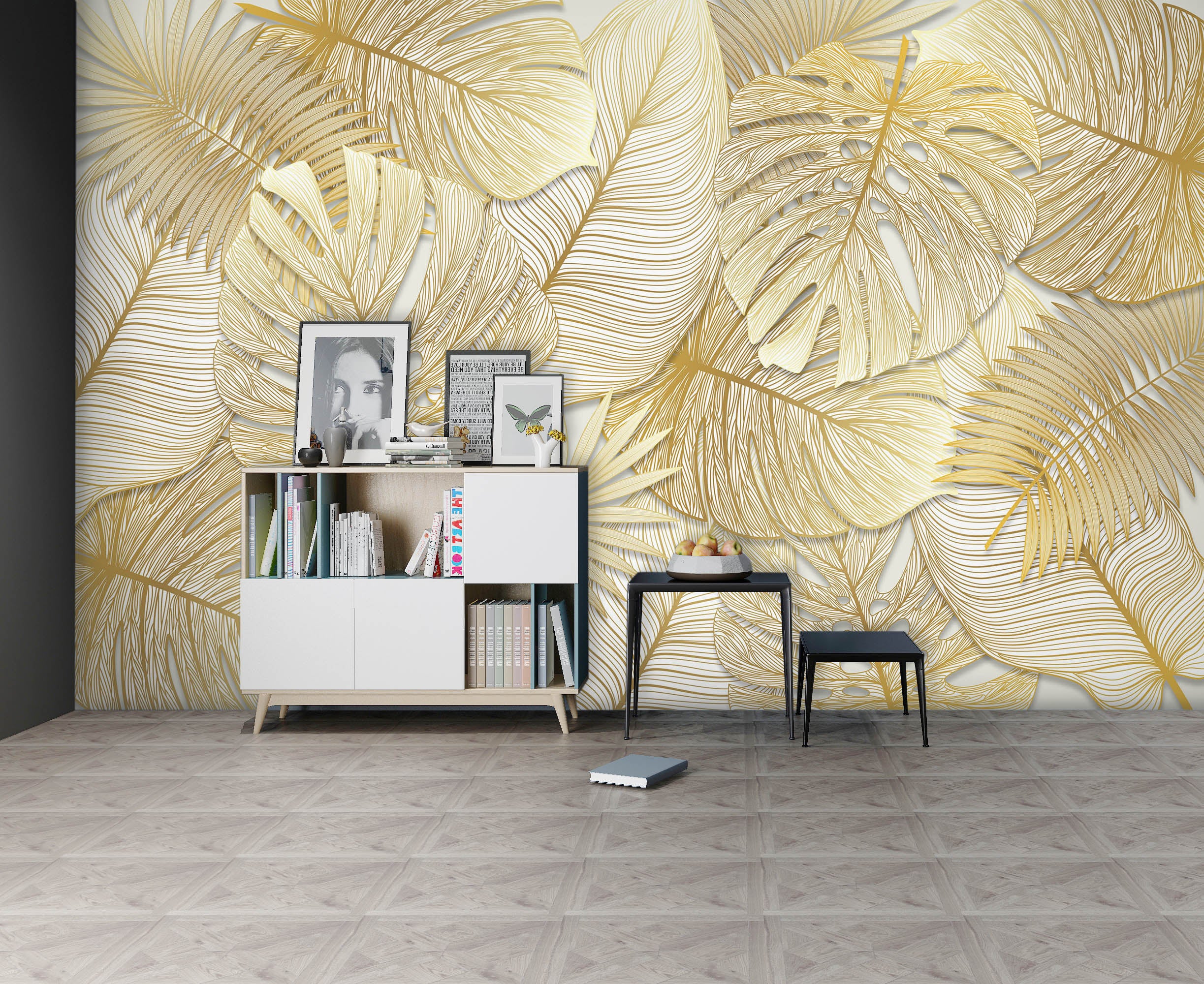 3D Gold Leaf 1071 Wall Murals