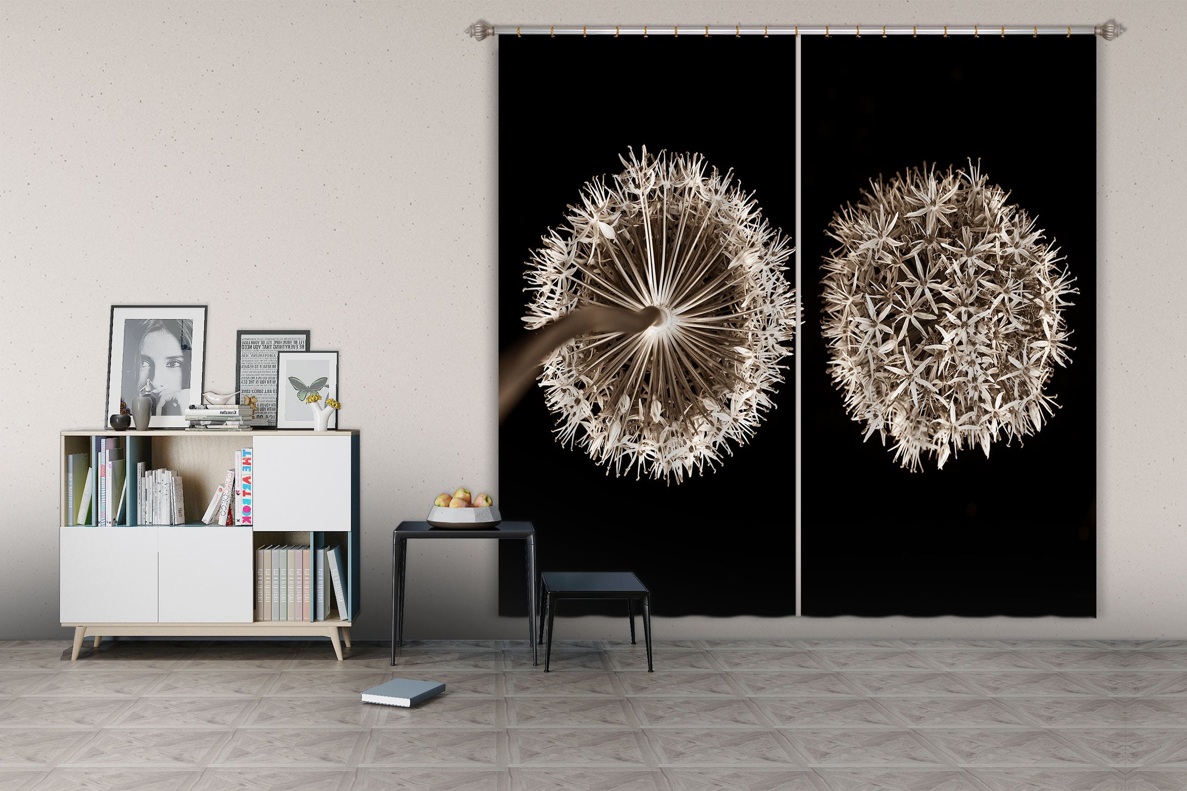 3D Gray Dandelion 6501 Assaf Frank Curtain Curtains Drapes