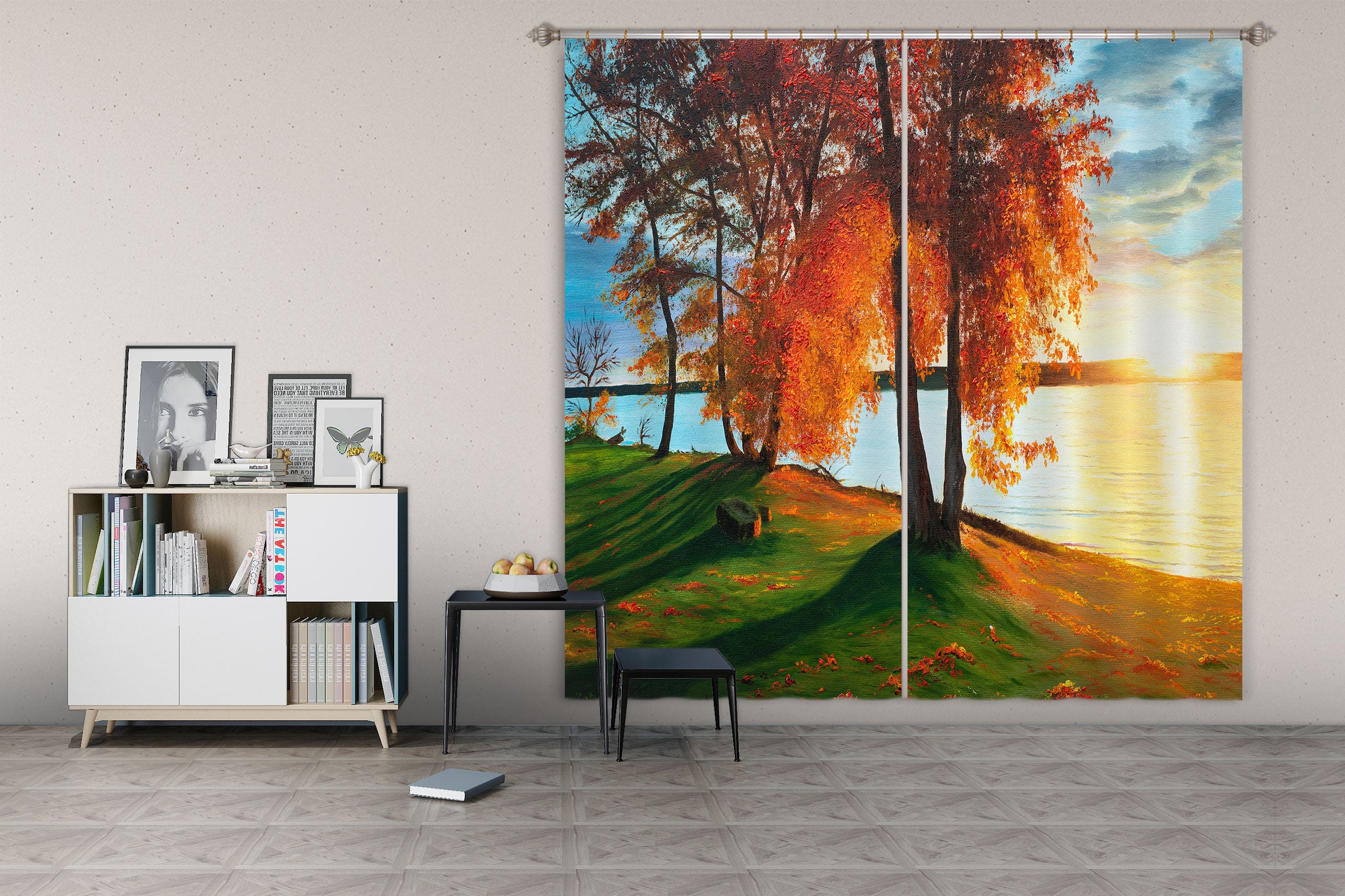 3D Lawn Tree 1705 Marina Zotova Curtain Curtains Drapes