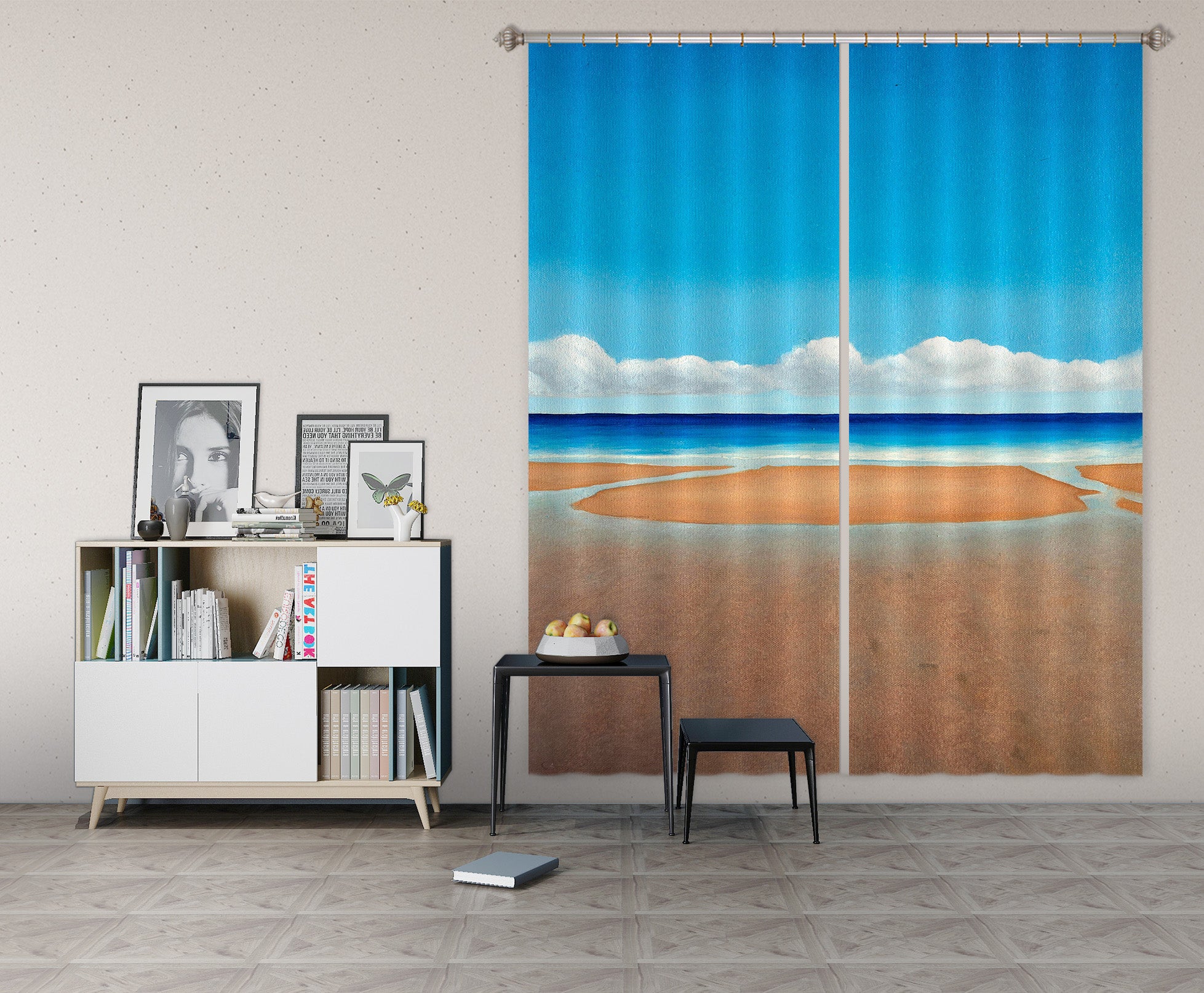 3D Seaside Beach 11026 Matthew Holden Bates Curtain Curtains Drapes