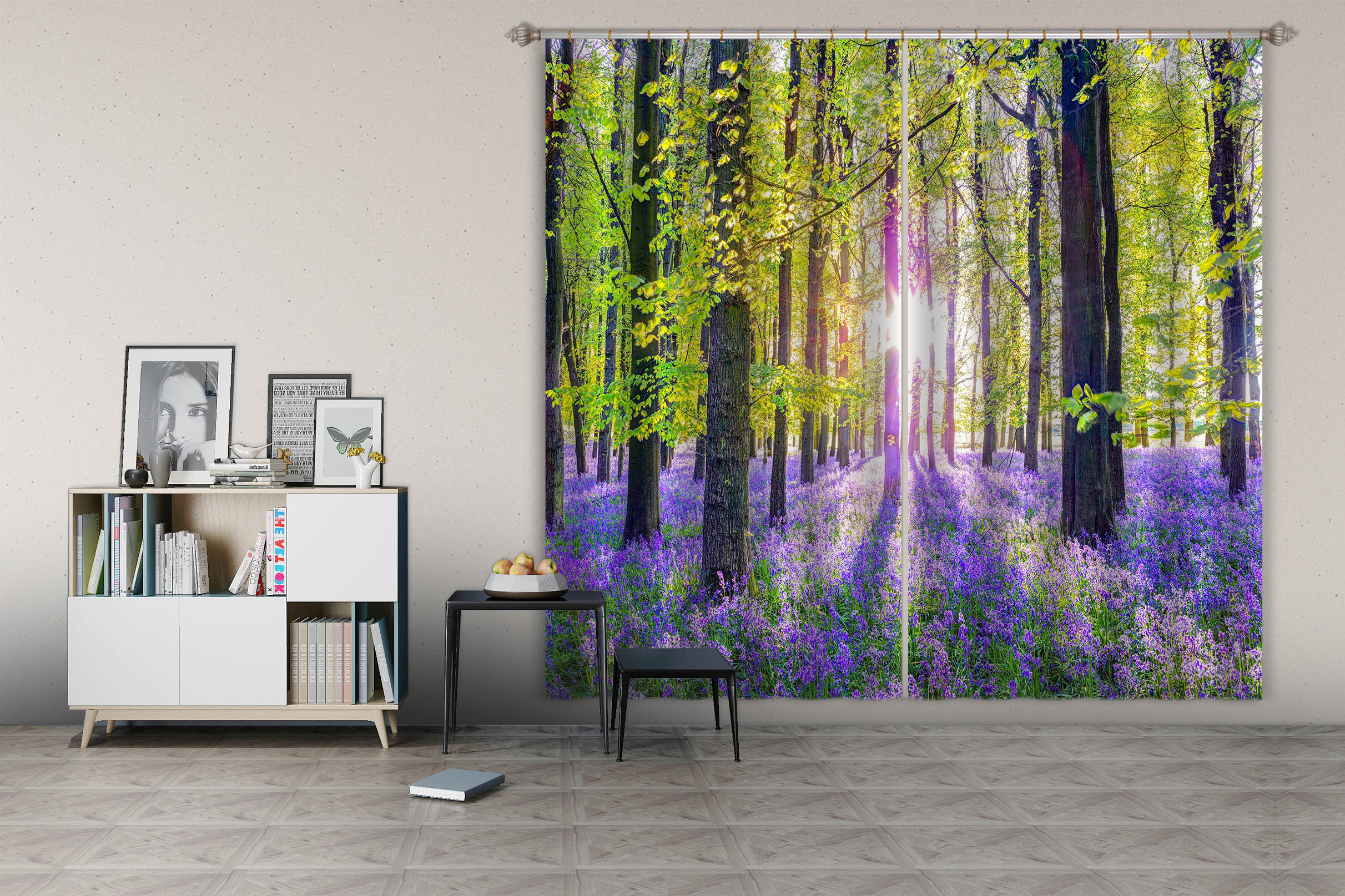 3D Purple Ocean 017 Assaf Frank Curtain Curtains Drapes