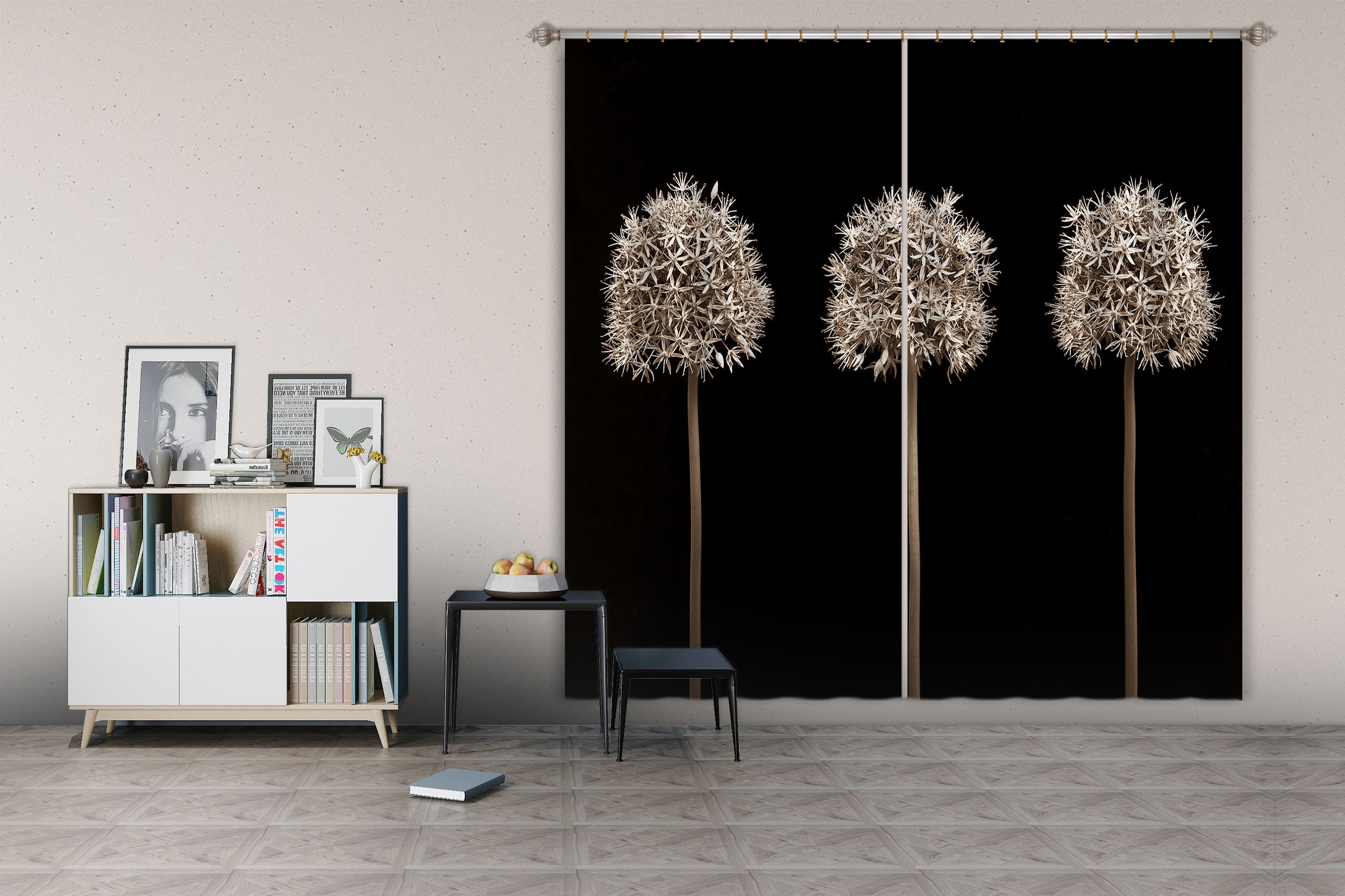3D Dandelion Flower 6502 Assaf Frank Curtain Curtains Drapes