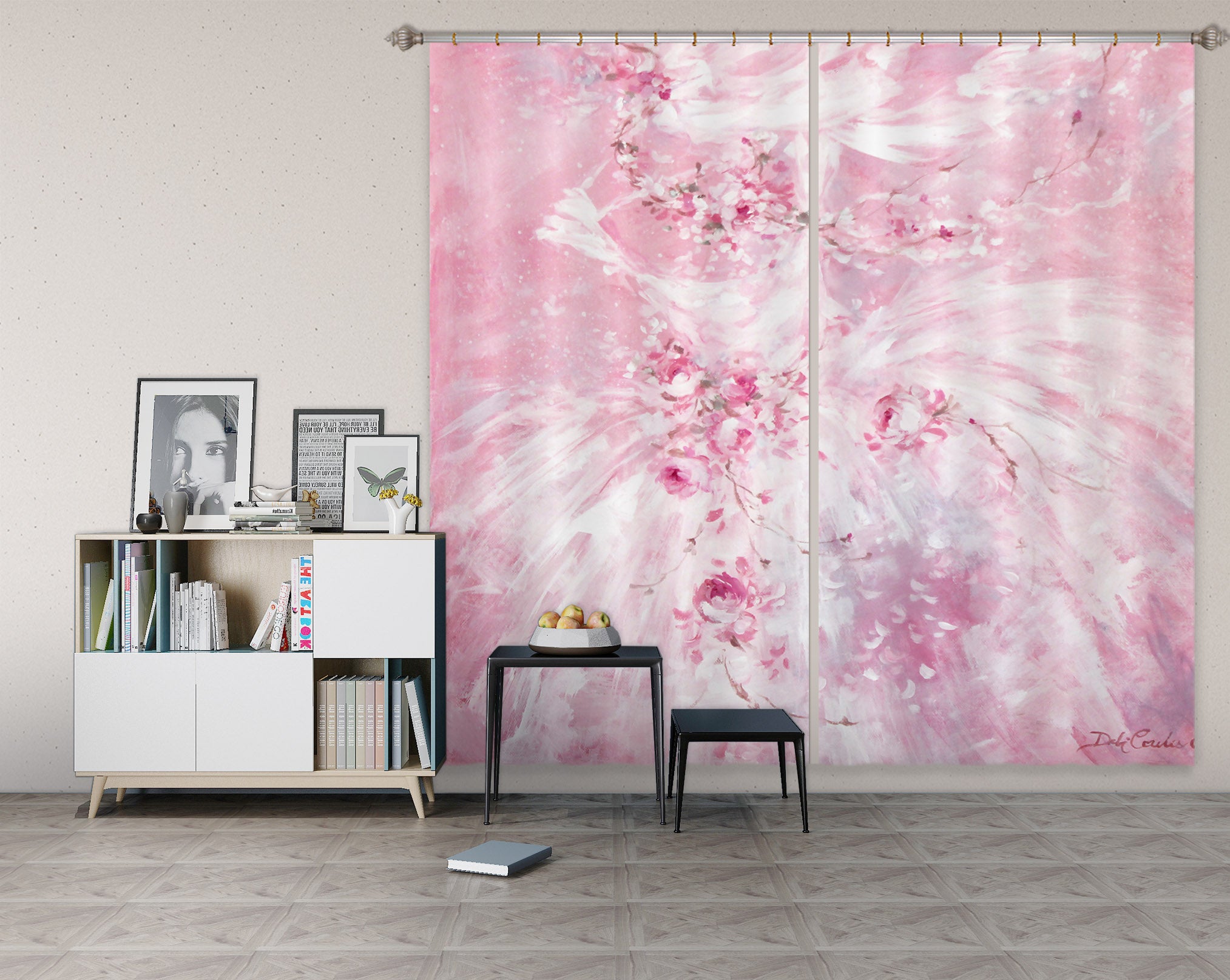 3D Pink Rose Dress 1023 Debi Coules Curtain Curtains Drapes