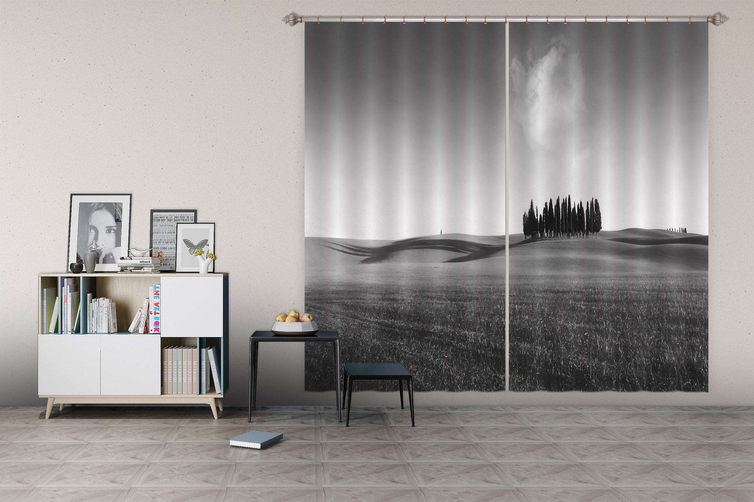 3D Grey Desert 089 Marco Carmassi Curtain Curtains Drapes