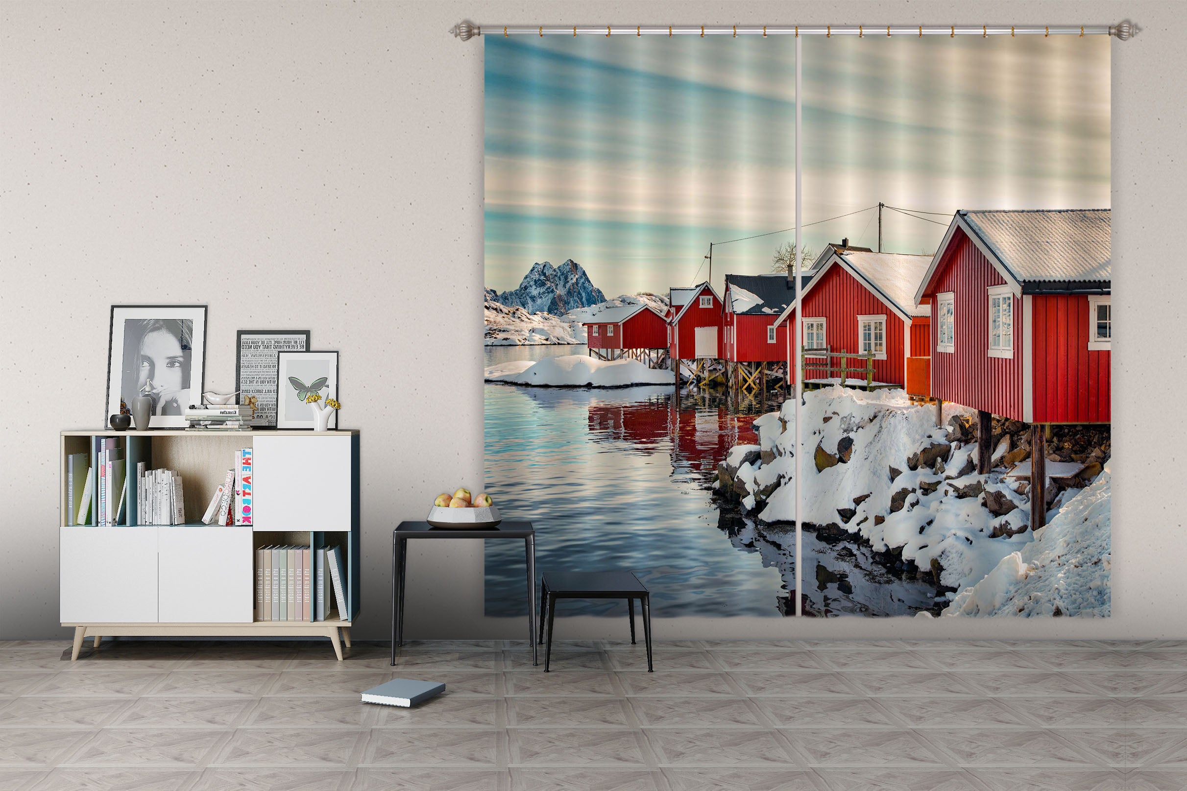 3D Red House 129 Marco Carmassi Curtain Curtains Drapes