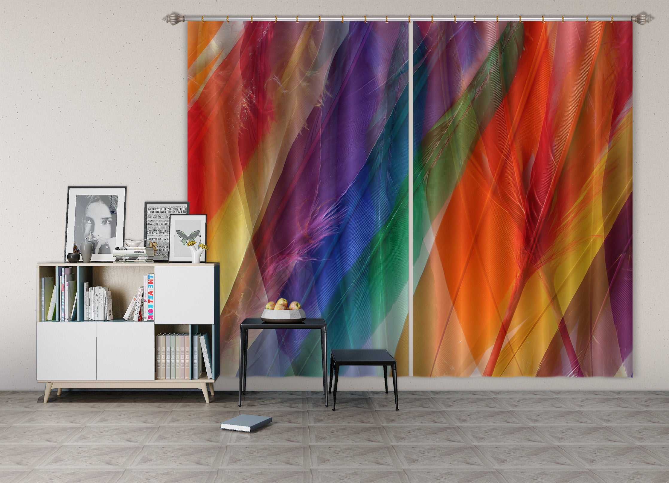 3D Colored Feathers 71038 Shandra Smith Curtain Curtains Drapes