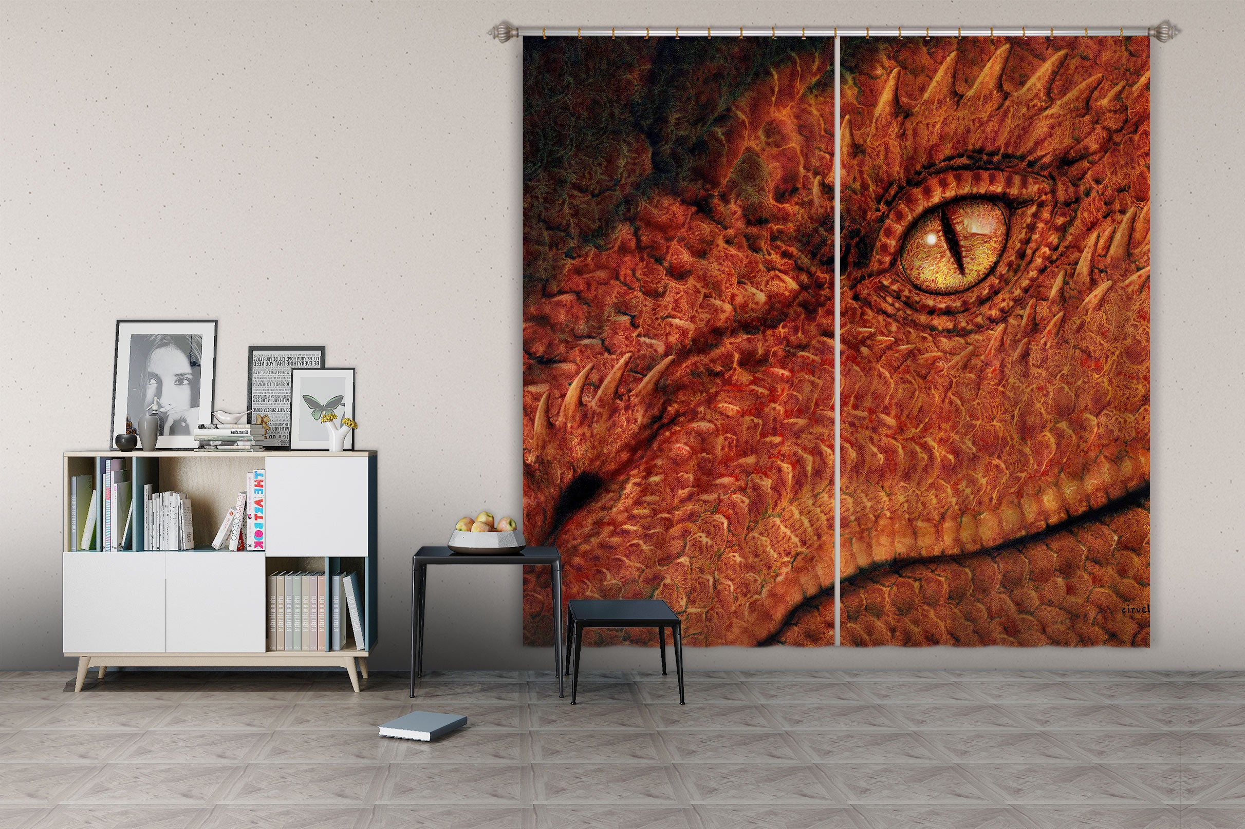 3D Dragon Eye 8026 Ciruelo Curtain Curtains Drapes