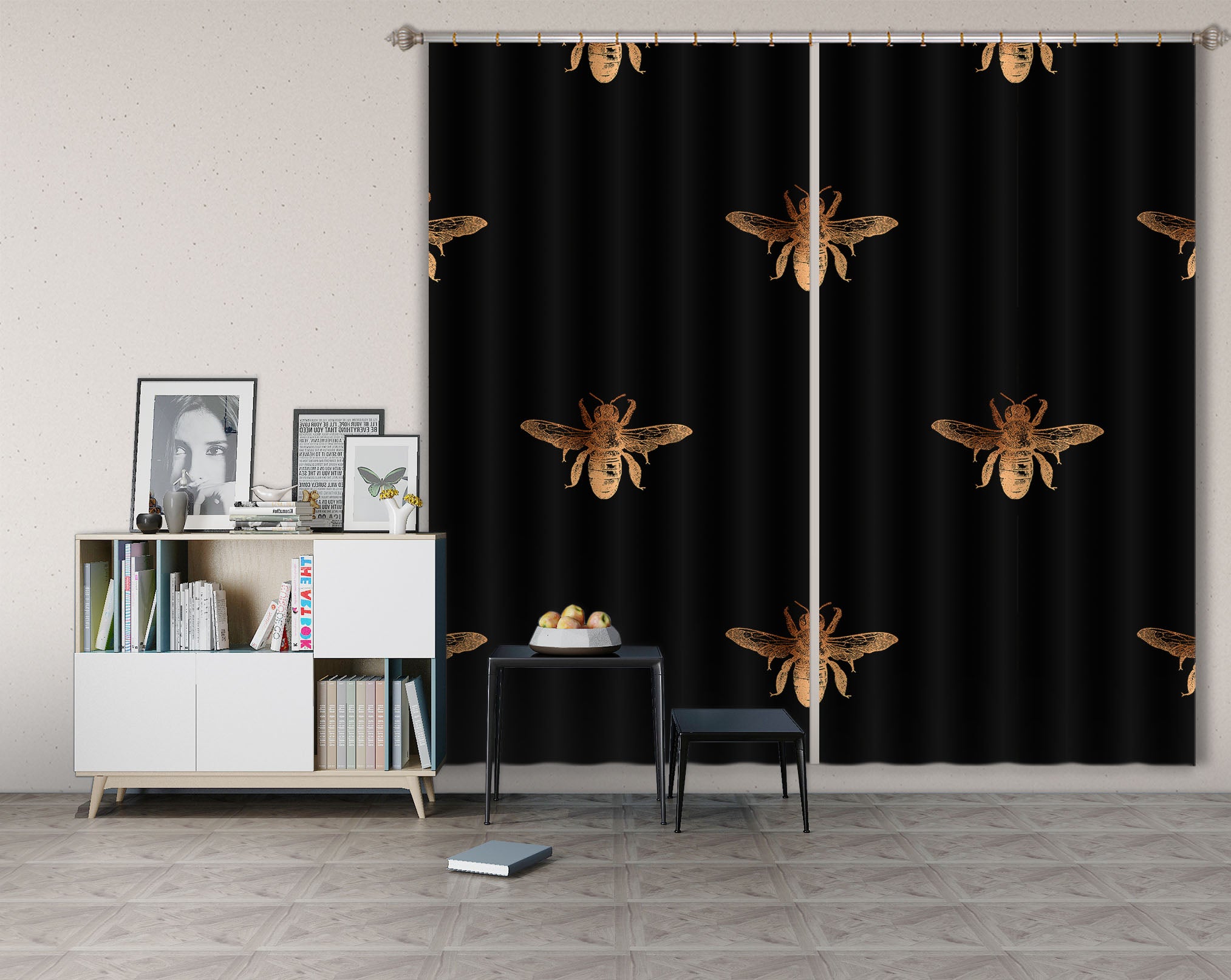 3D Golden Firefly 139 Uta Naumann Curtain Curtains Drapes
