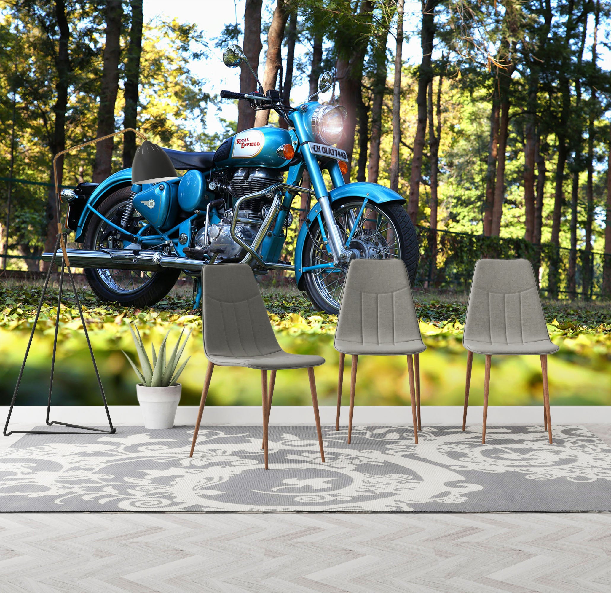 3D Woods Motorcycle 111 Vehicle Wall Murals