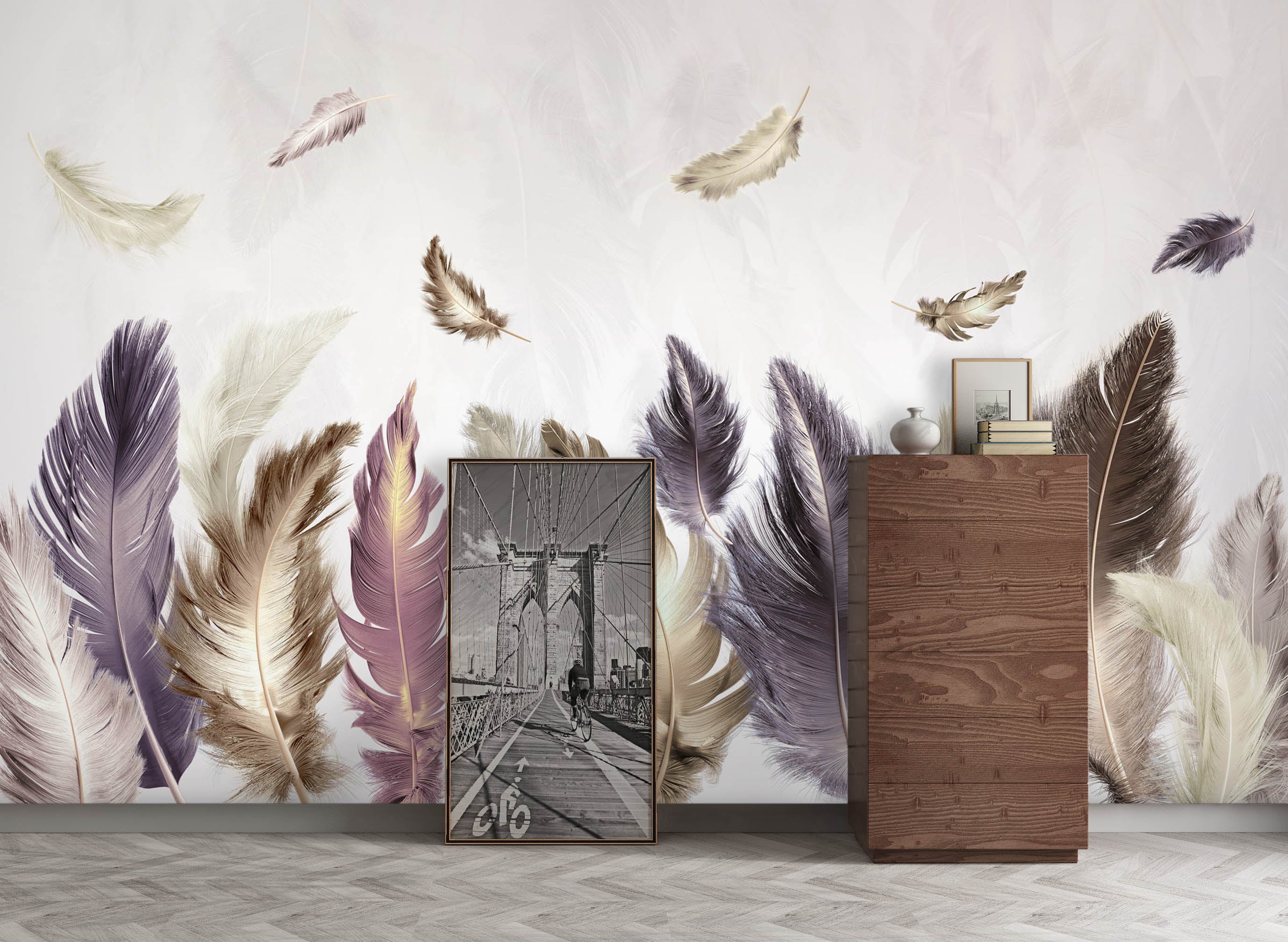 3D Yellow Feather 1038 Wall Murals