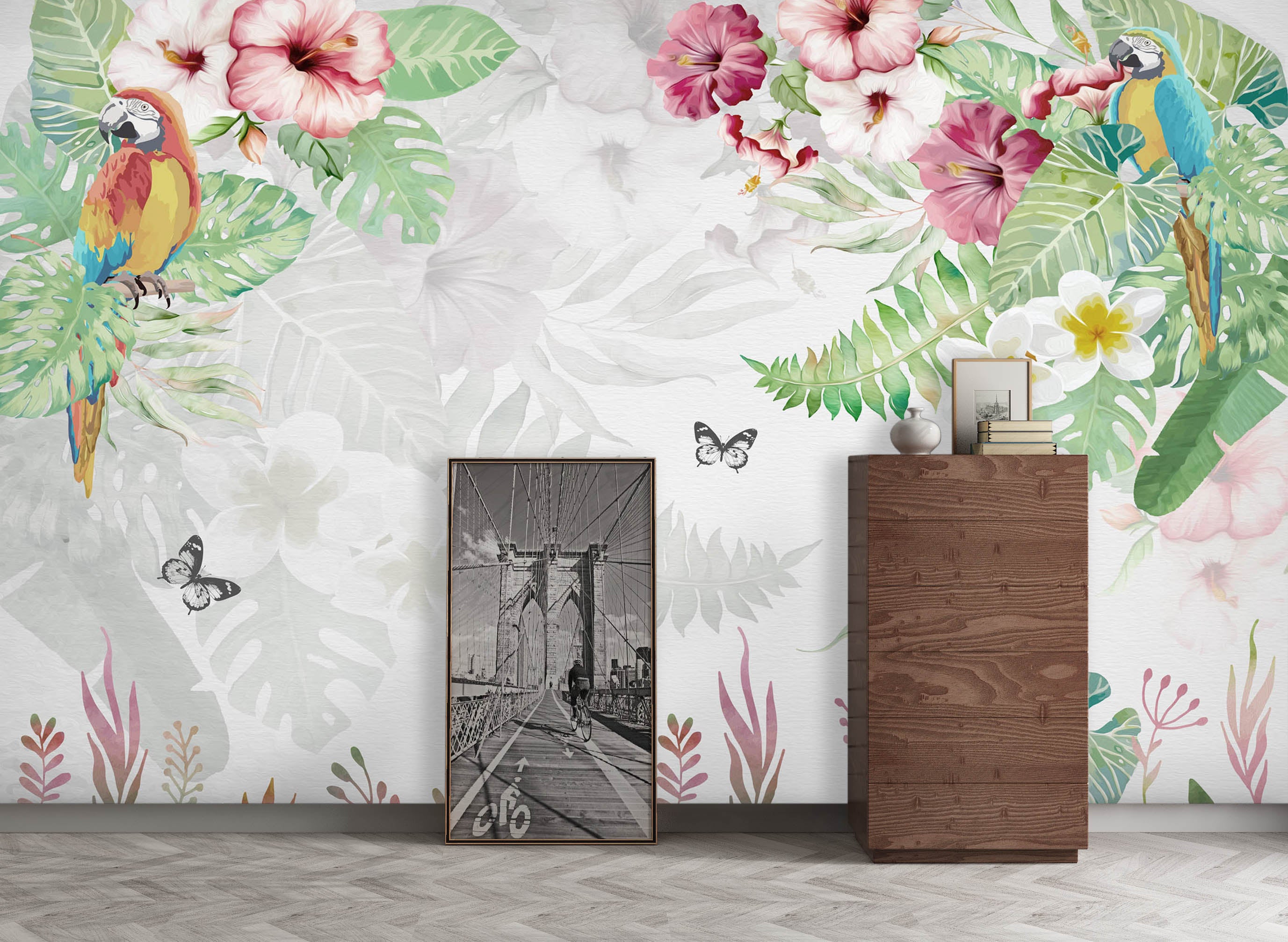 3D Butterfly Parrot 1041 Wall Murals