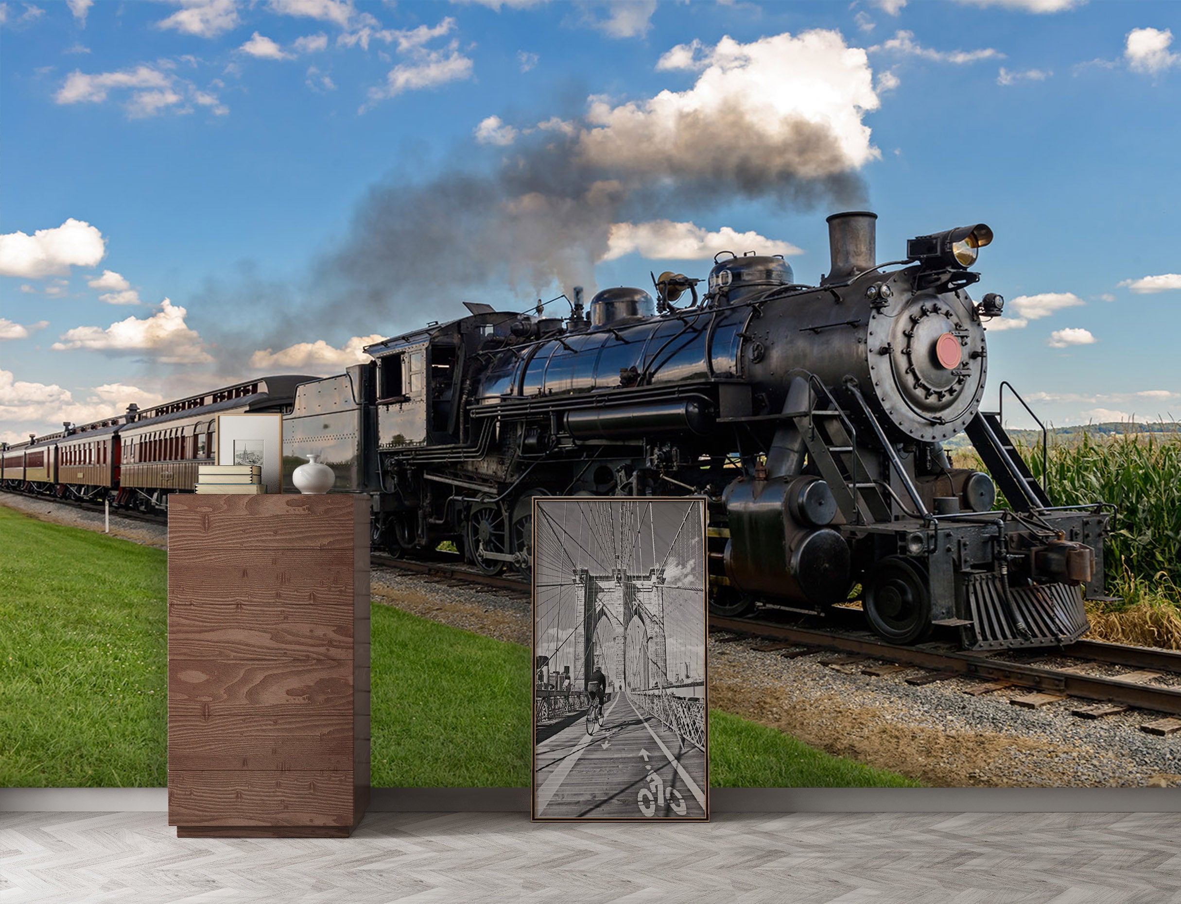 3D Train Head Smoke 171 Vehicle Wall Murals