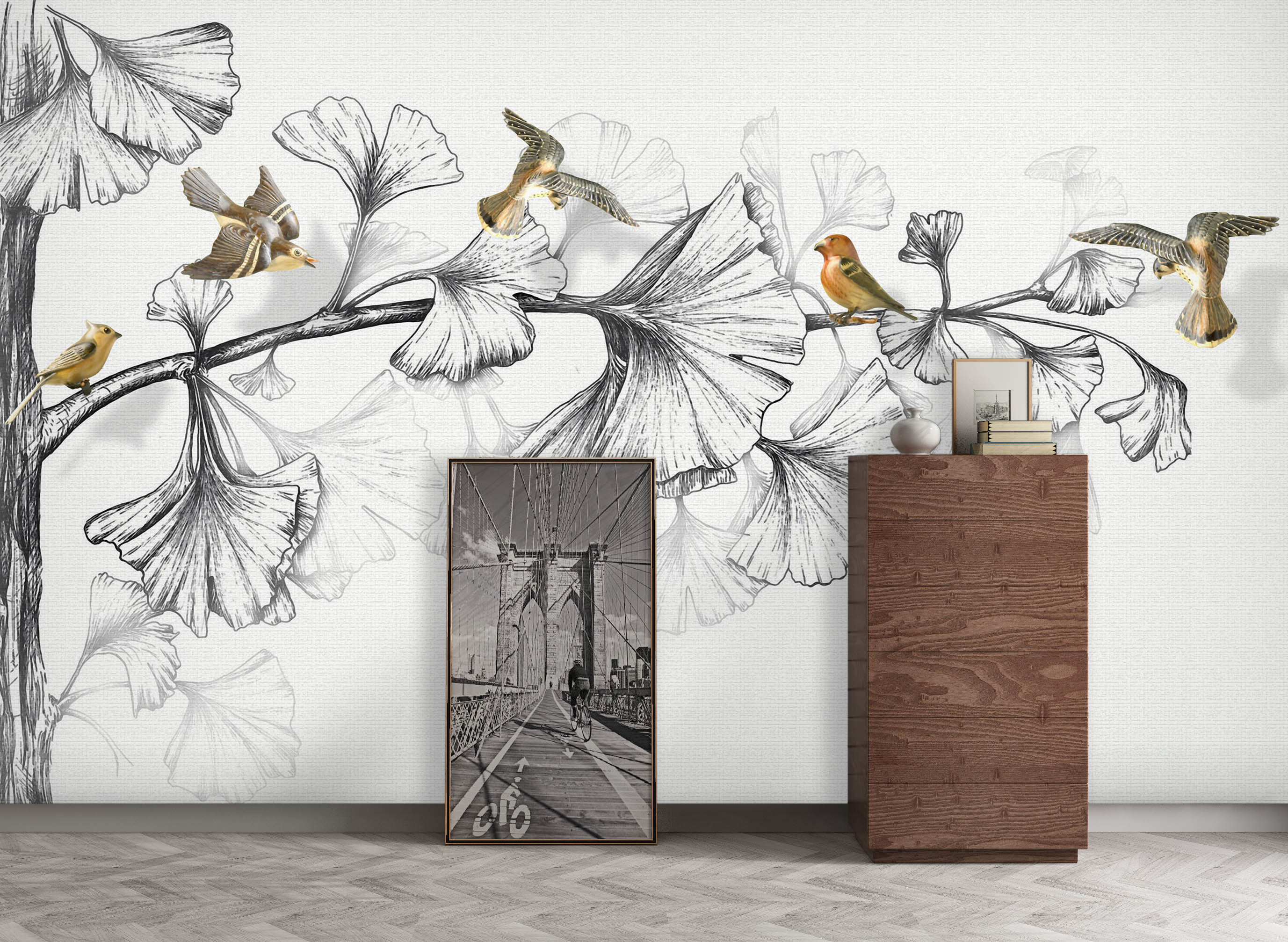 3D Sketch Bird 1035 Wall Murals