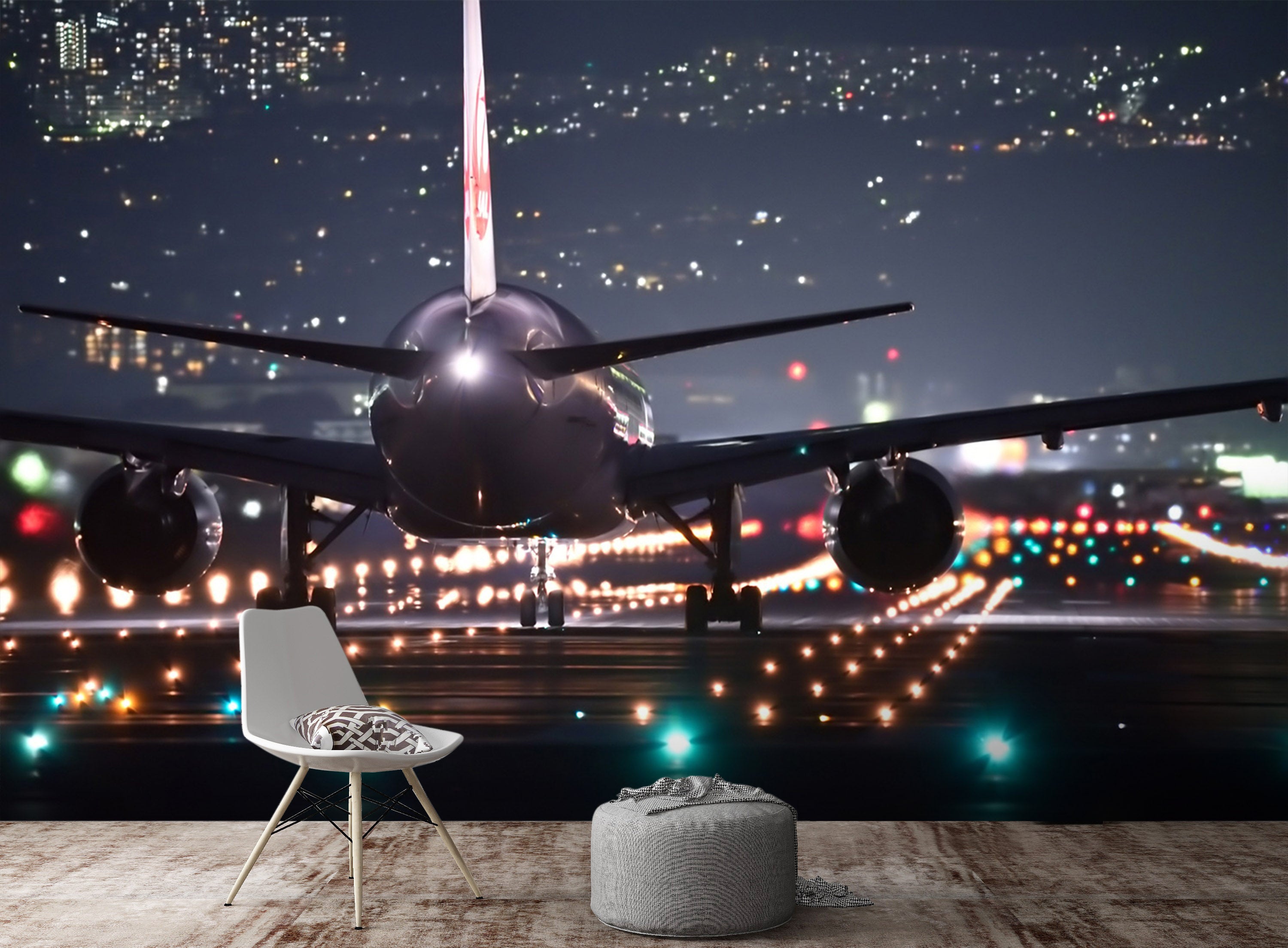 3D Night Airport 039 Vehicle Wall Murals