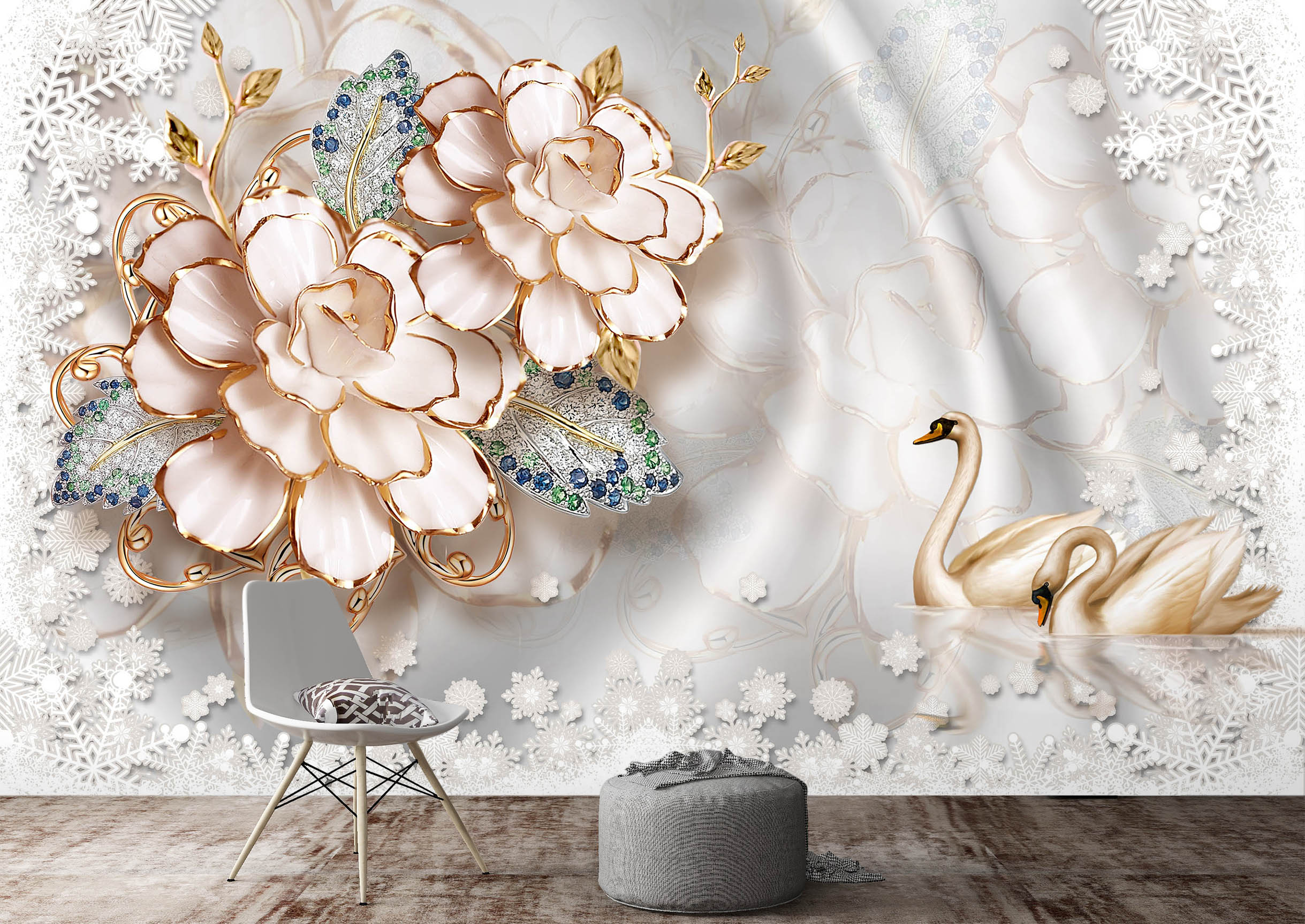 3D Pink Flowers 1534 Wall Murals