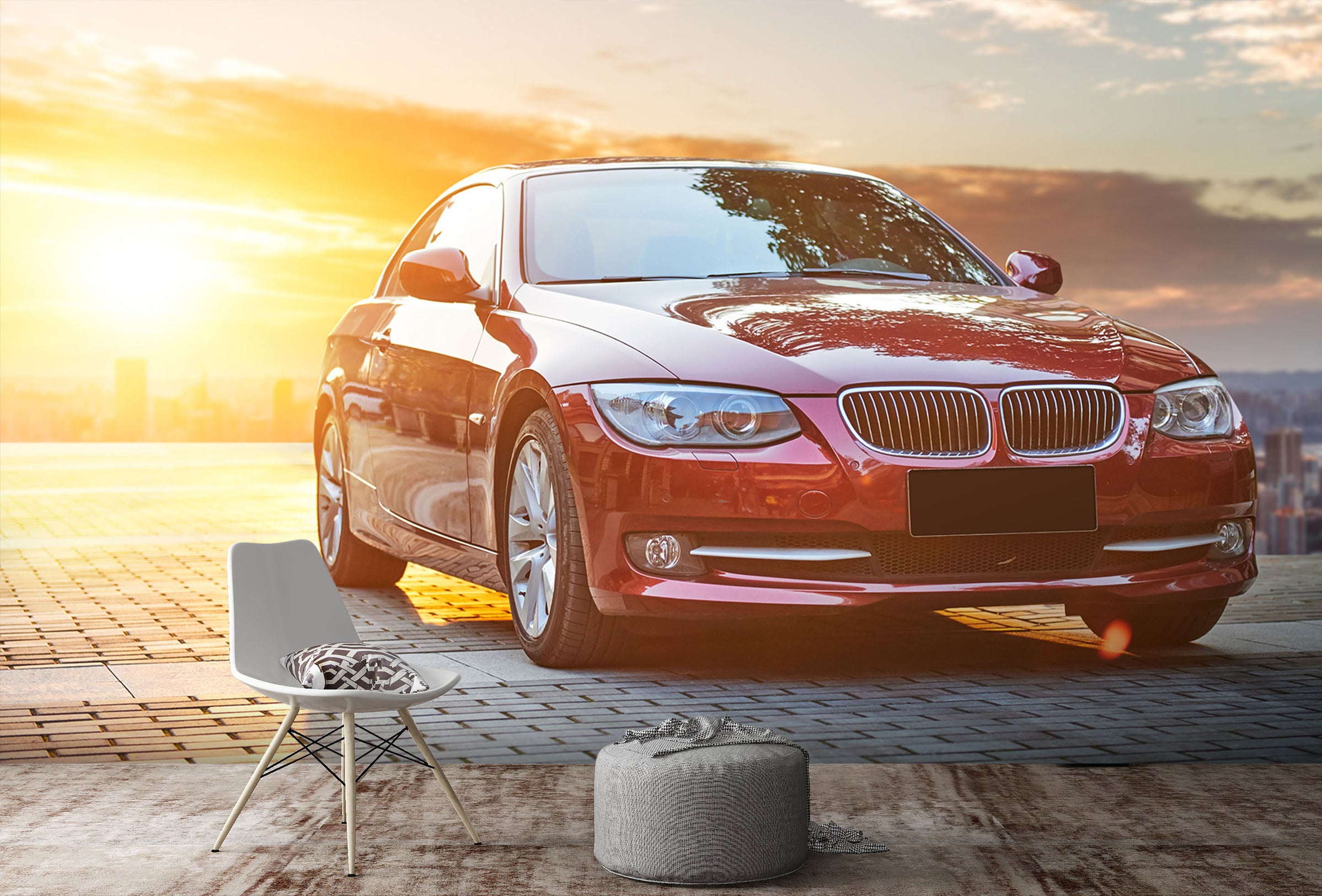 3D City Dusk Car 287 Vehicle Wall Murals