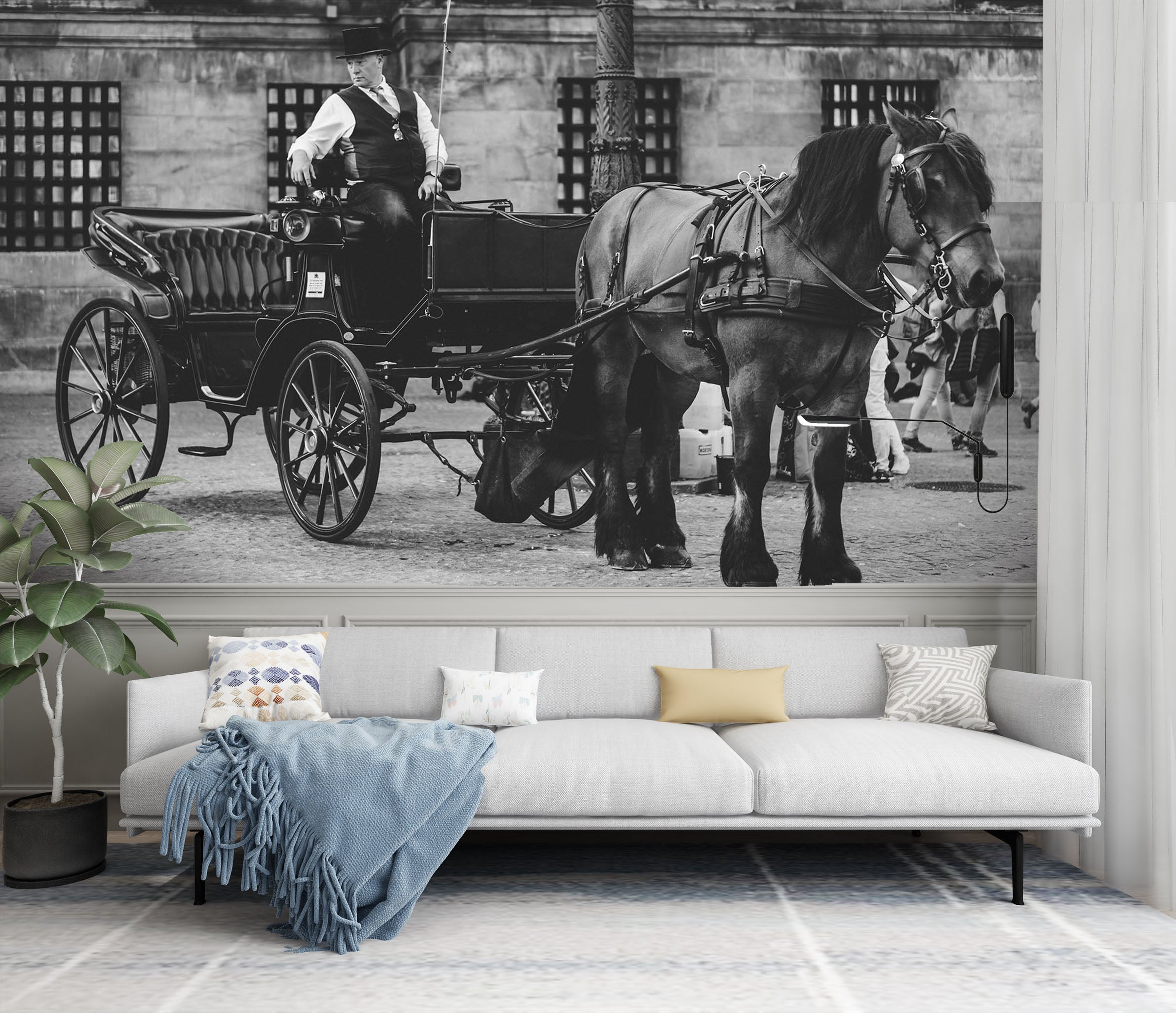 3D White Caravan 092 Vehicle Wall Murals