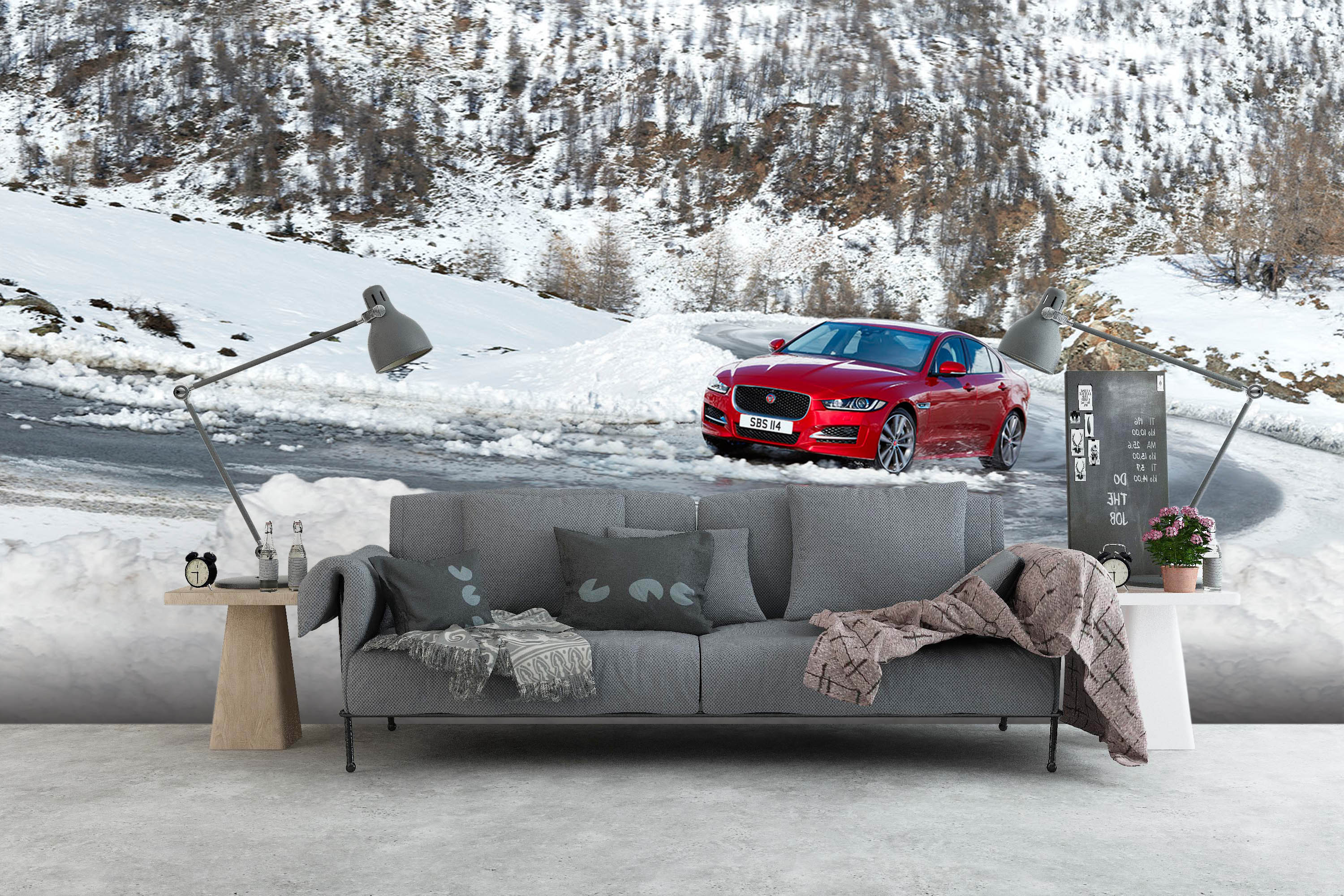 3D White Snow Car 033 Vehicle Wall Murals