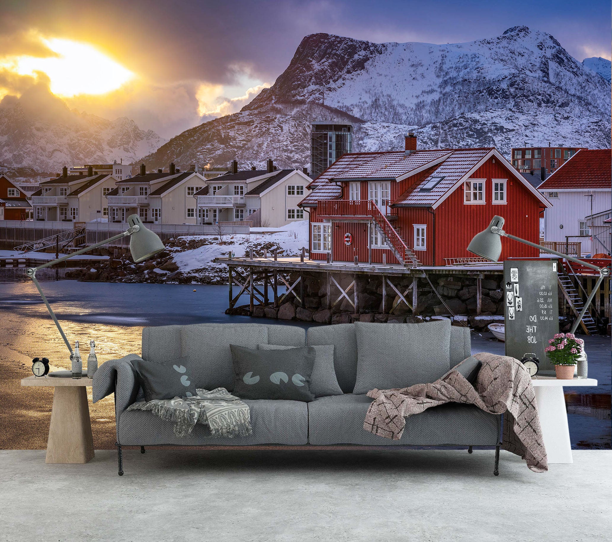 3D Snow Mountain Sunrise 1408 Marco Carmassi Wall Mural Wall Murals