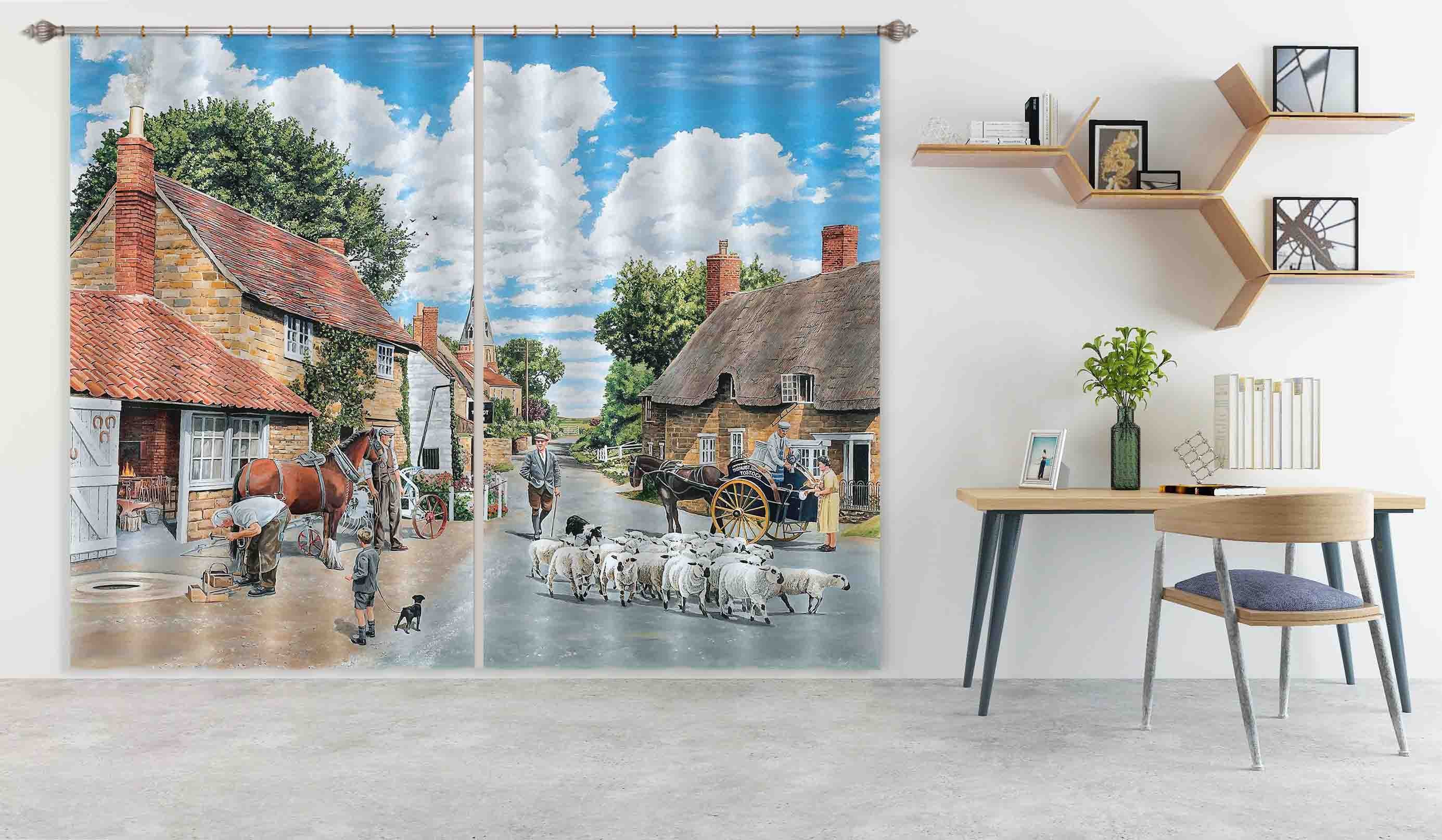 3D The Village Farrier 113 Trevor Mitchell Curtain Curtains Drapes