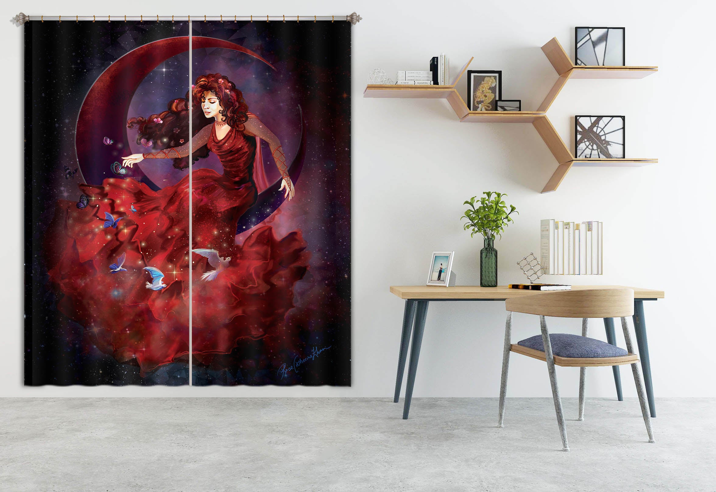 3D Beautiful Princess 113 Rose Catherine Khan Curtain Curtains Drapes