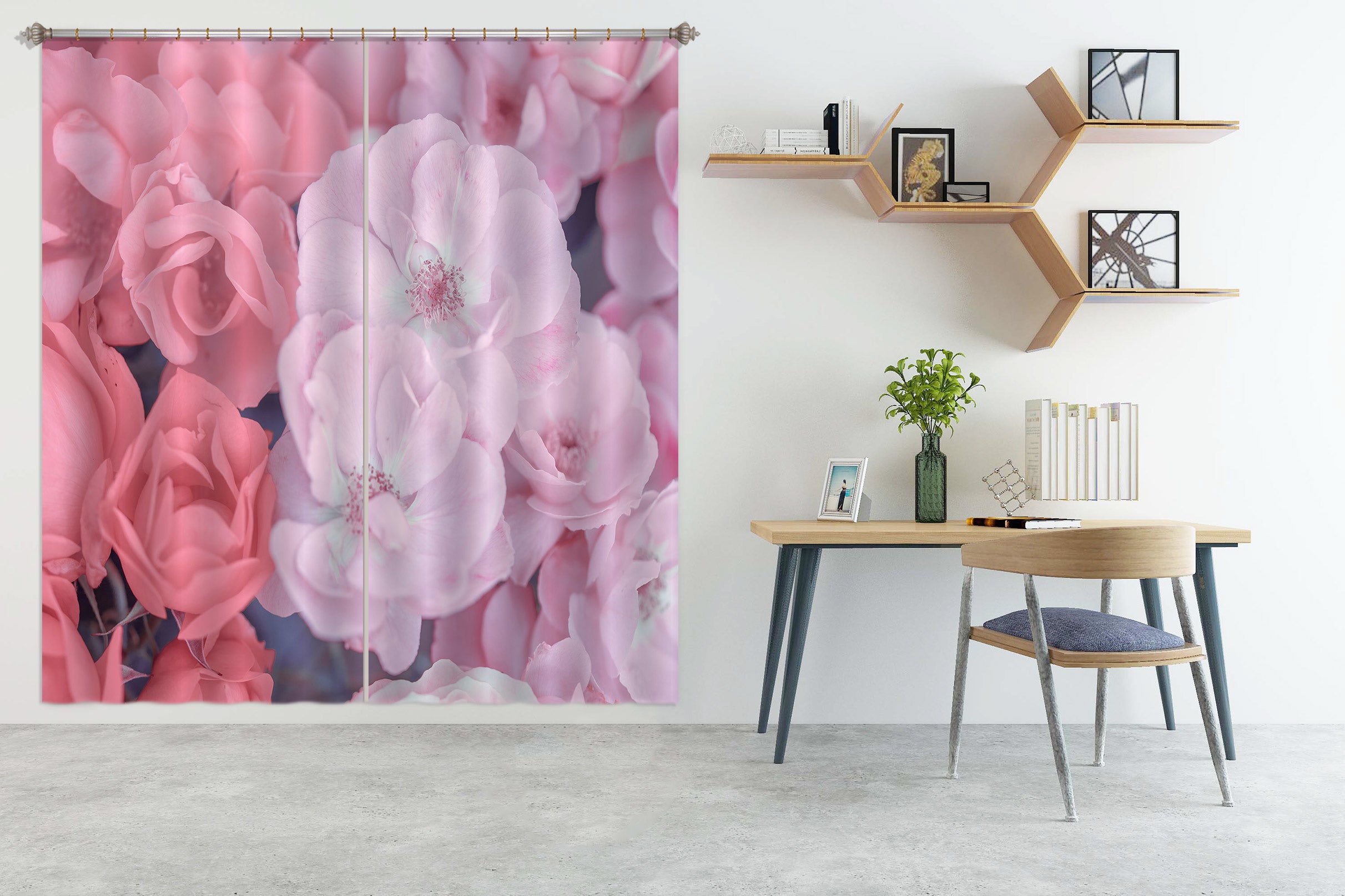 3D Gentle Pink Flower 6516 Assaf Frank Curtain Curtains Drapes