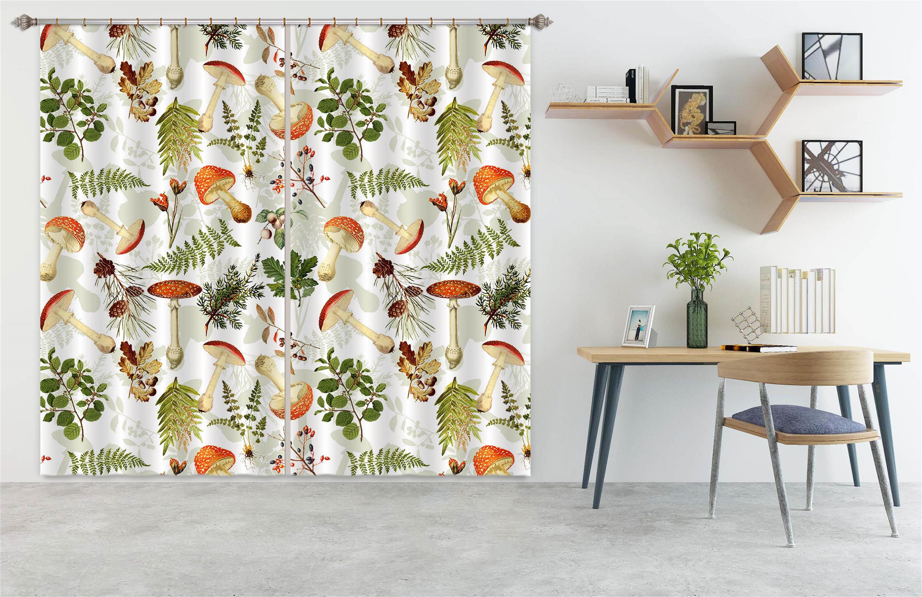 3D Mushroom Grass 259 Uta Naumann Curtain Curtains Drapes
