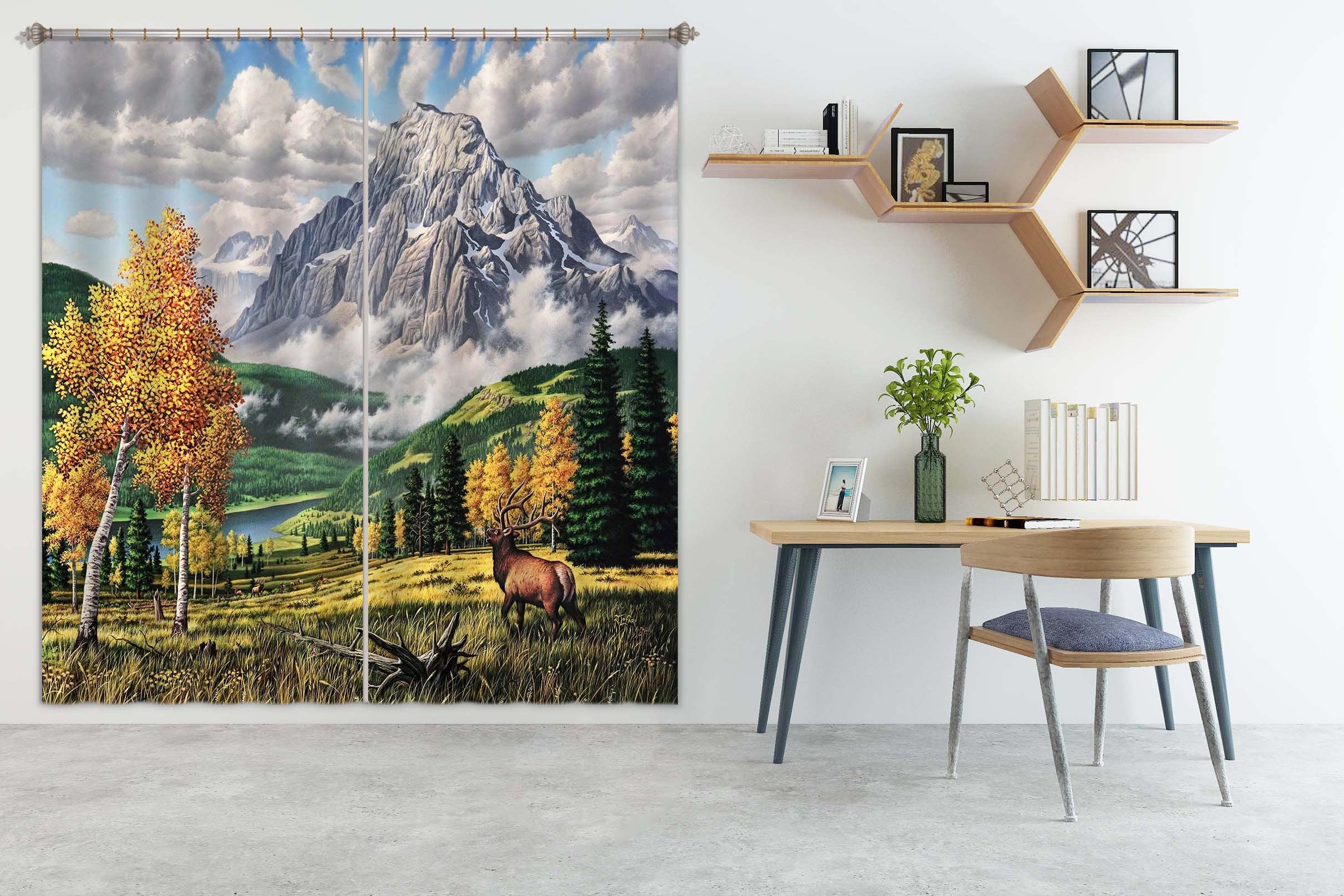 3D Autumn Valley 094 Jerry LoFaro Curtain Curtains Drapes Wallpaper AJ Wallpaper 