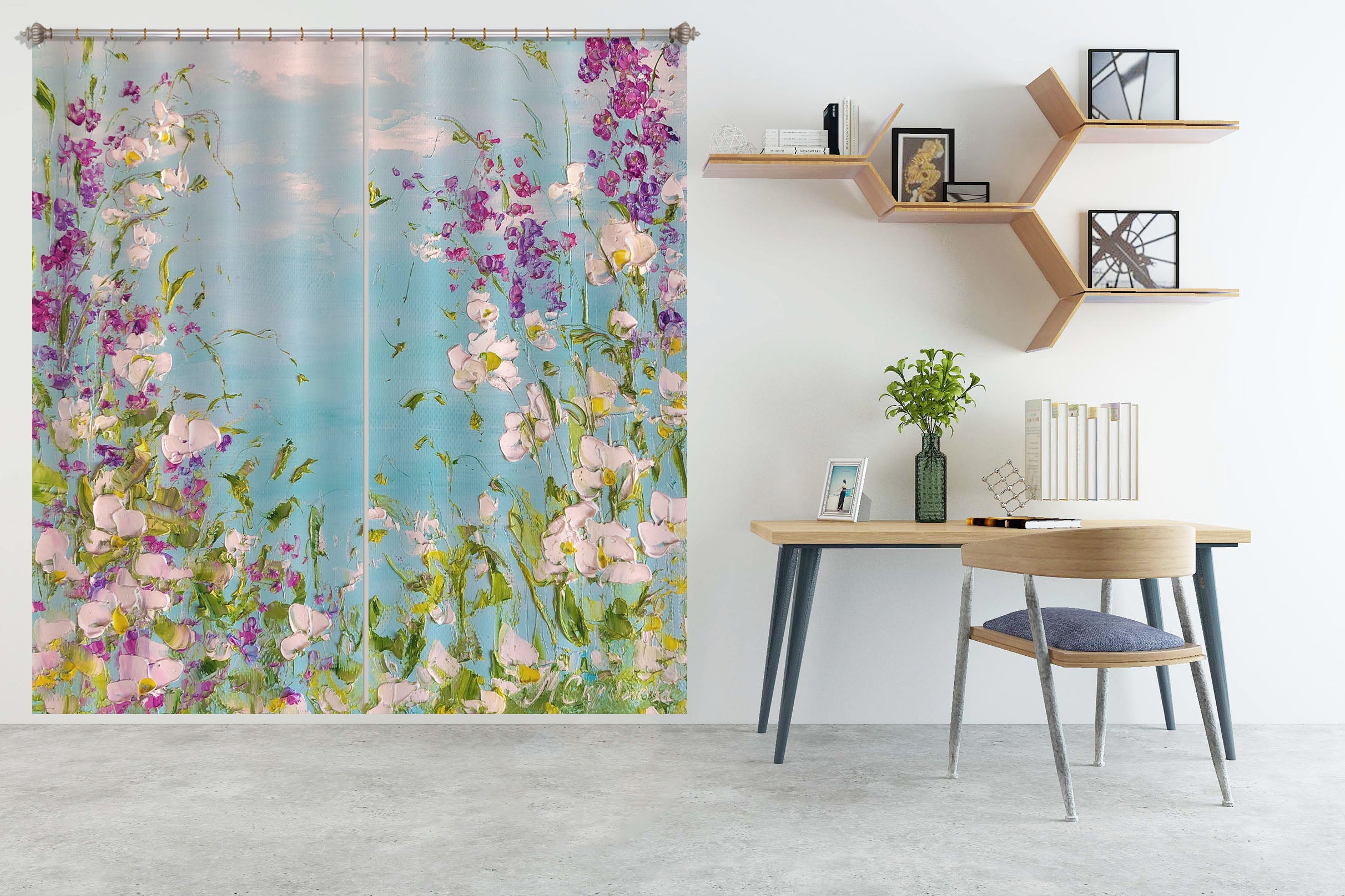3D Paint Flower Sky 2338 Skromova Marina Curtain Curtains Drapes