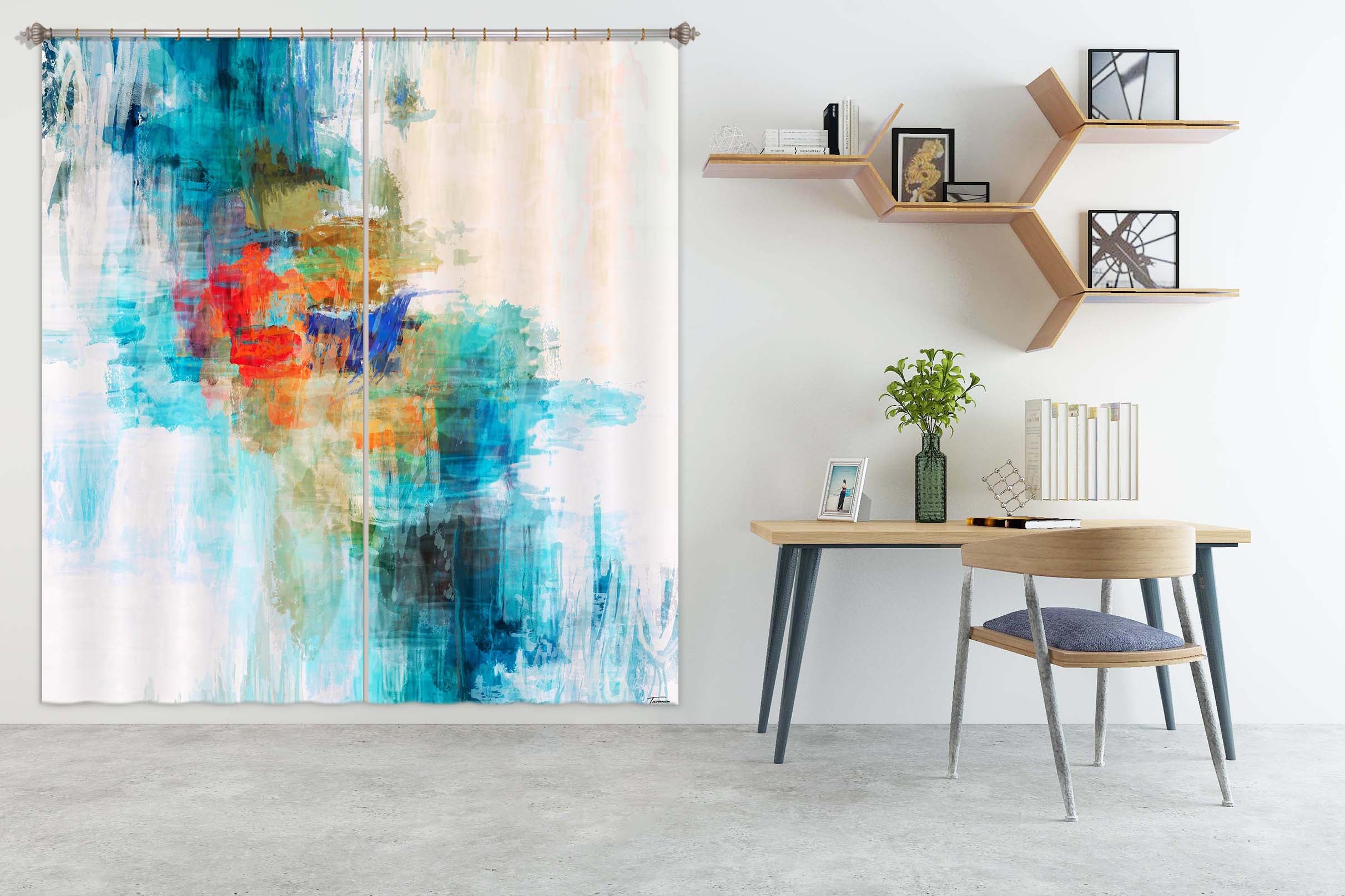 3D Blue Graffiti 206 Michael Tienhaara Curtain Curtains Drapes